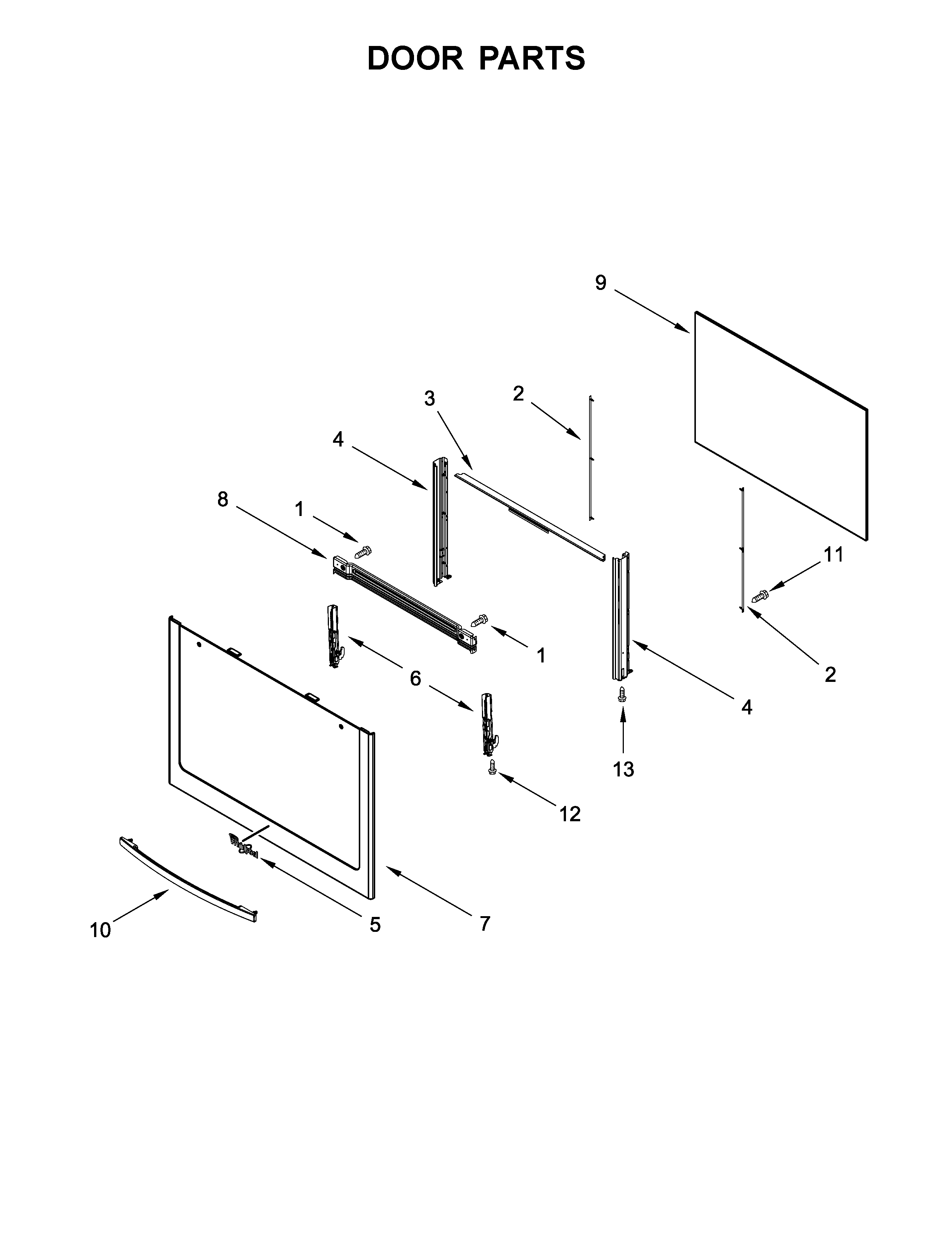 Whirlpool WFG505M0BS1 door parts diagram