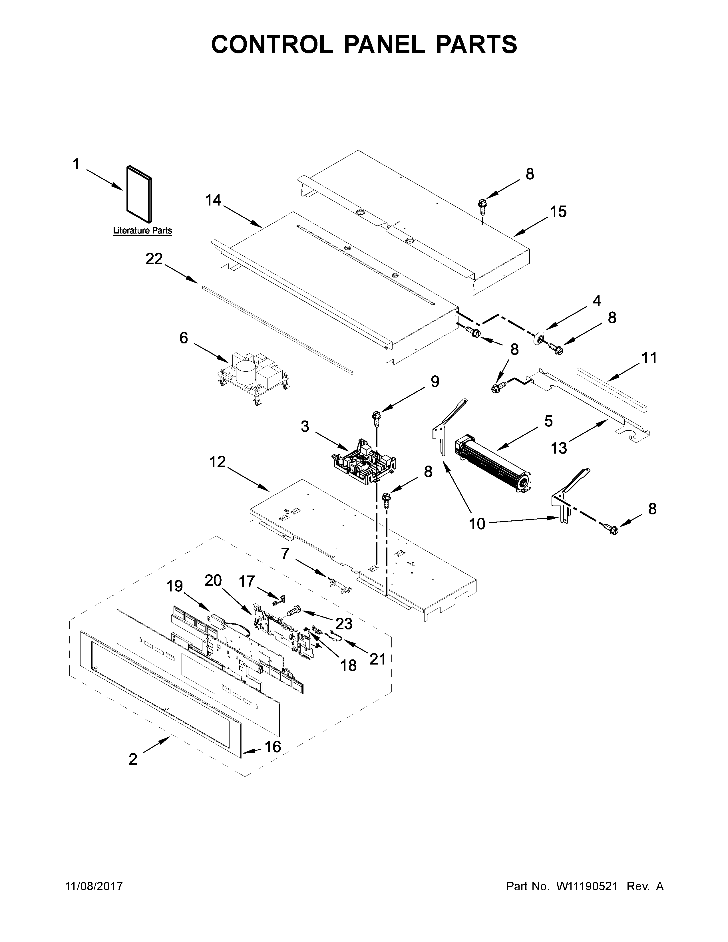 Jenn-Air JJW2430DP02 control panel parts diagram