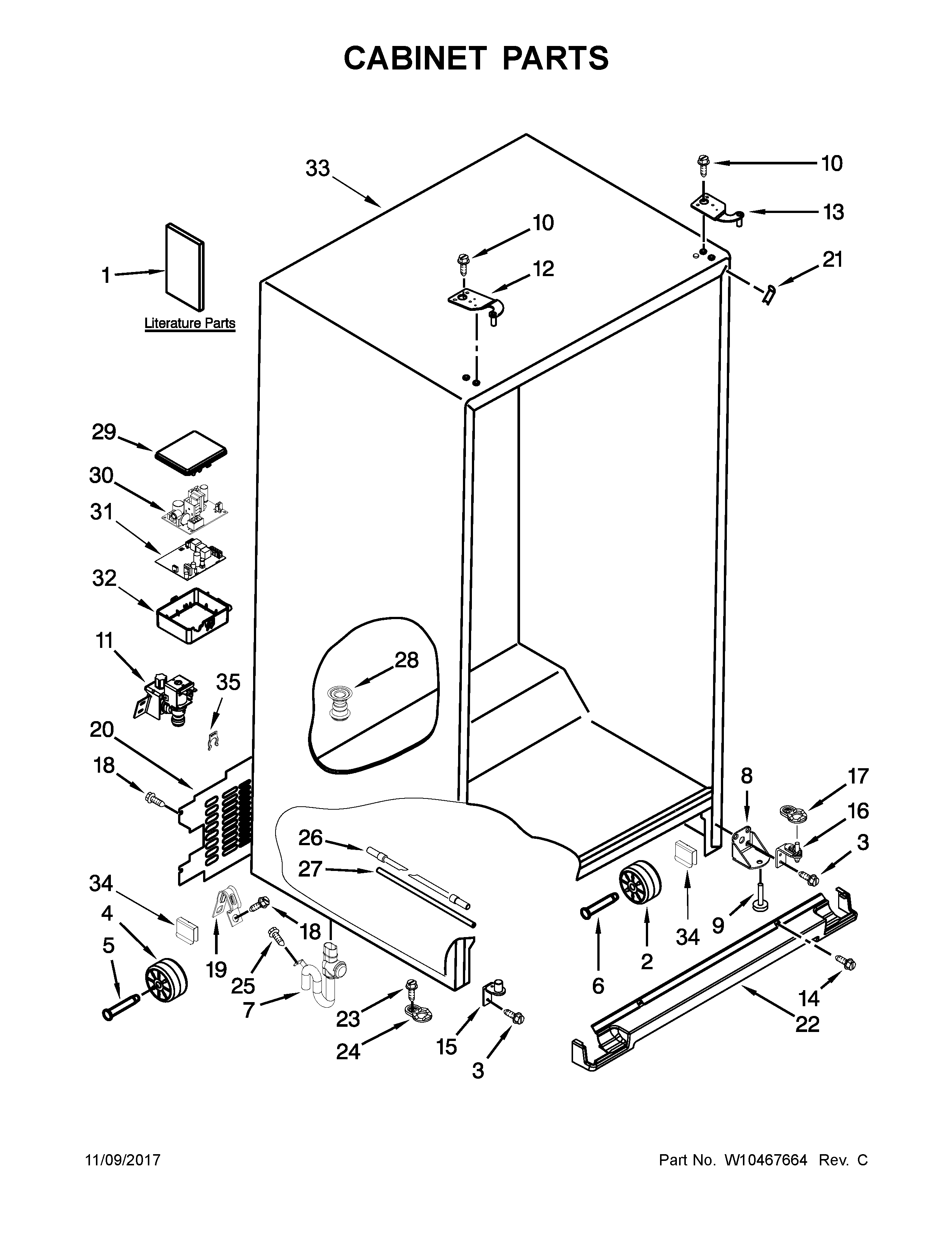 KitchenAid KSC23C8EYW02 cabinet parts diagram
