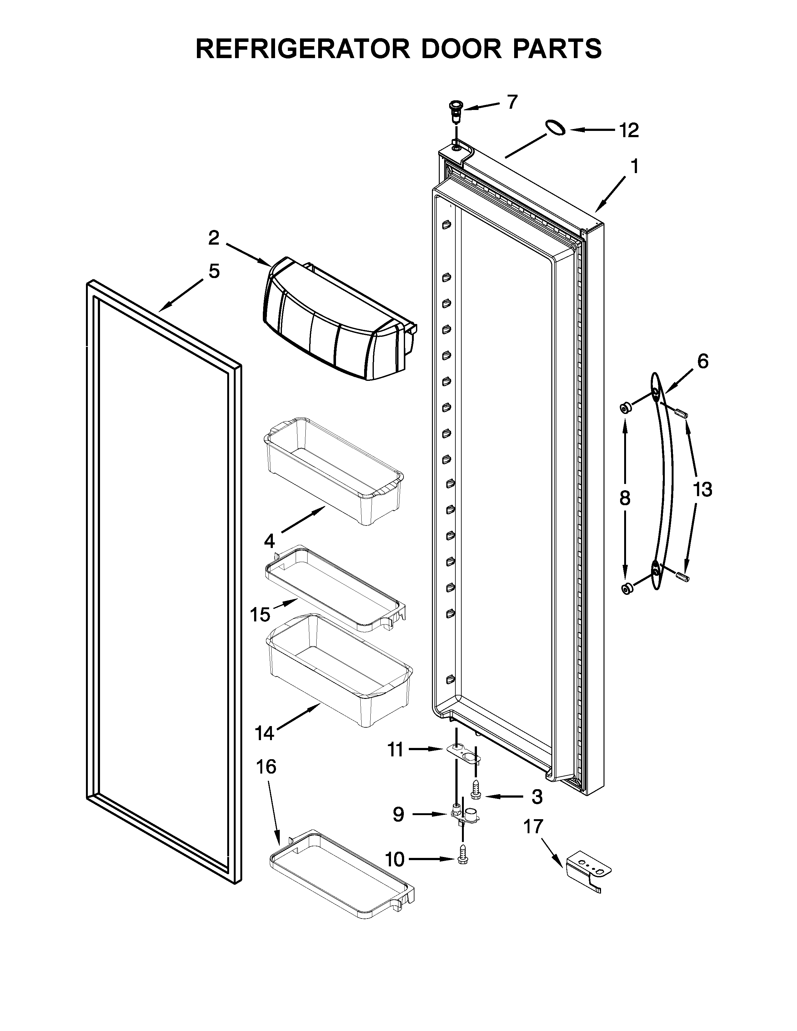 KitchenAid KSC23C8EYW02 refrigerator door parts diagram