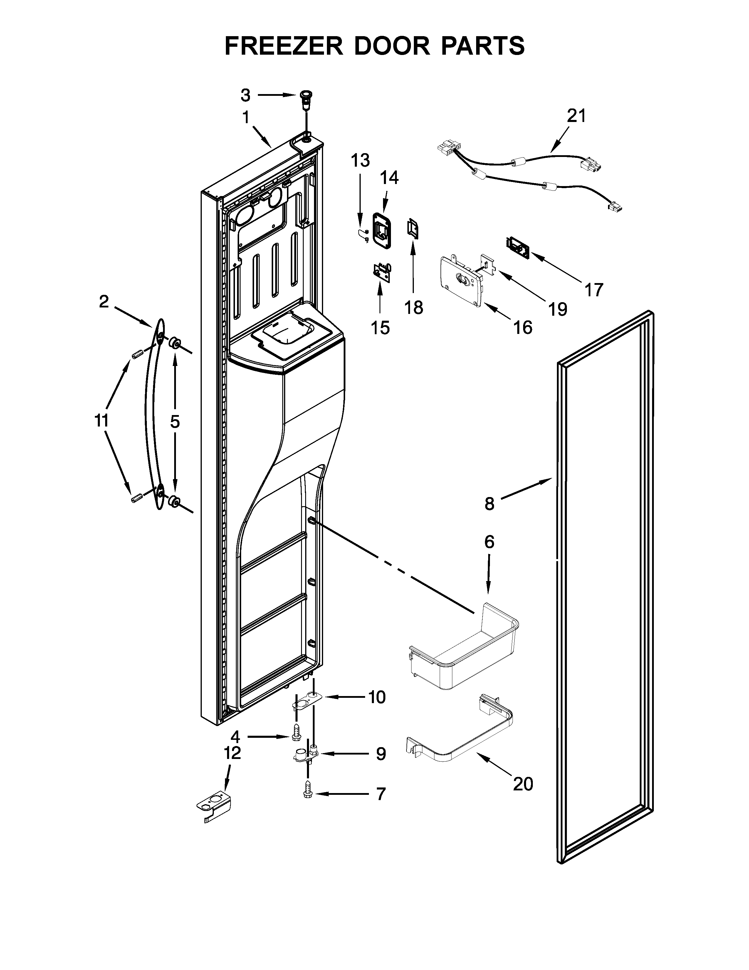KitchenAid KSC23C8EYW02 freezer door parts diagram