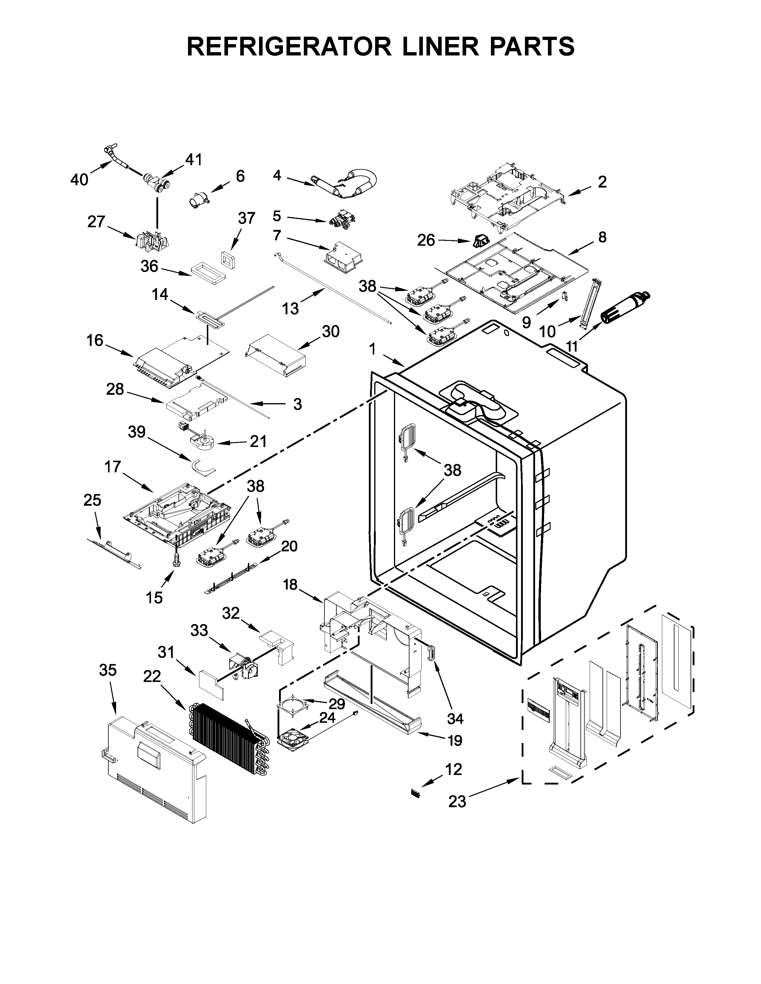 KitchenAid KFIV29PCMS03 refrigerator liner parts diagram