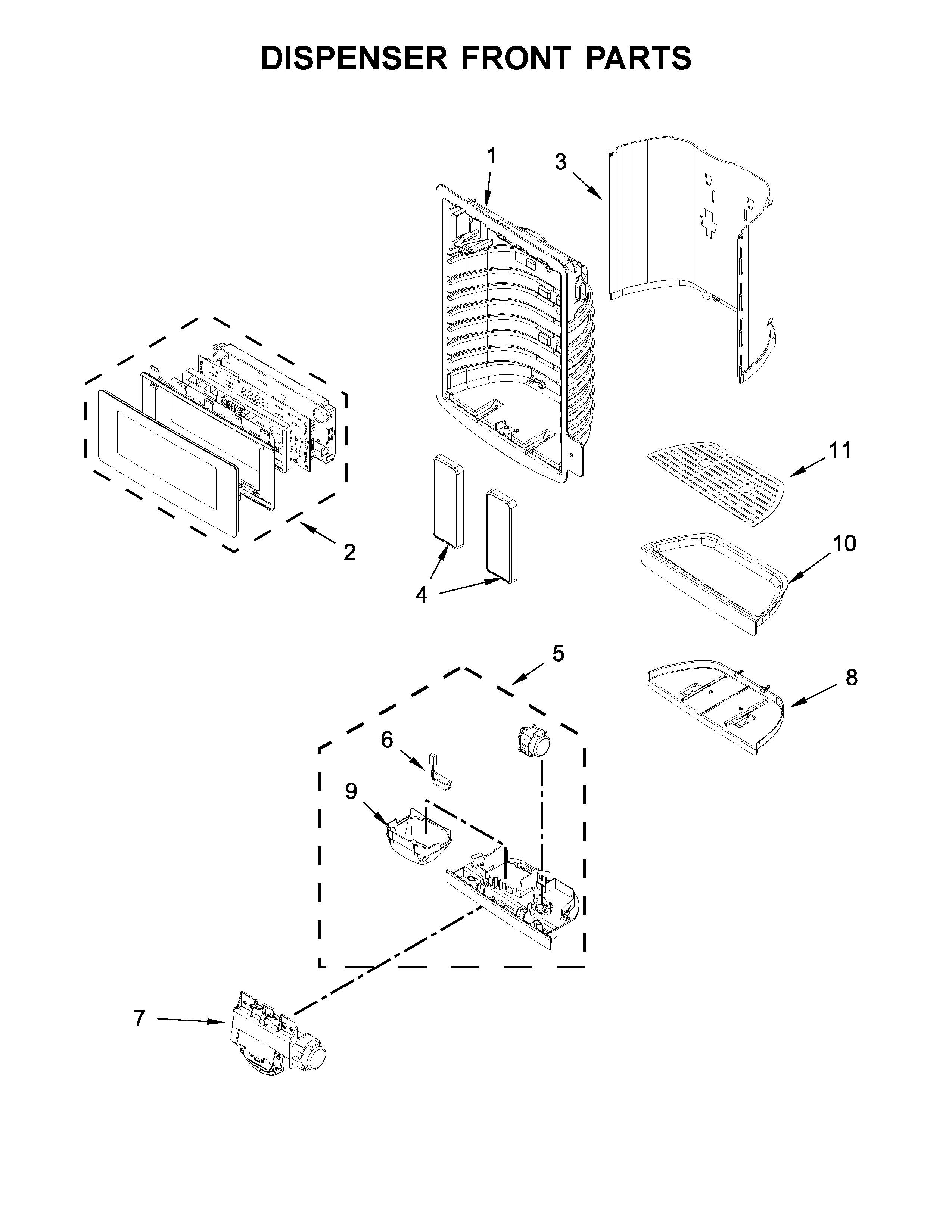 KitchenAid KFIV29PCMS03 dispenser front parts diagram