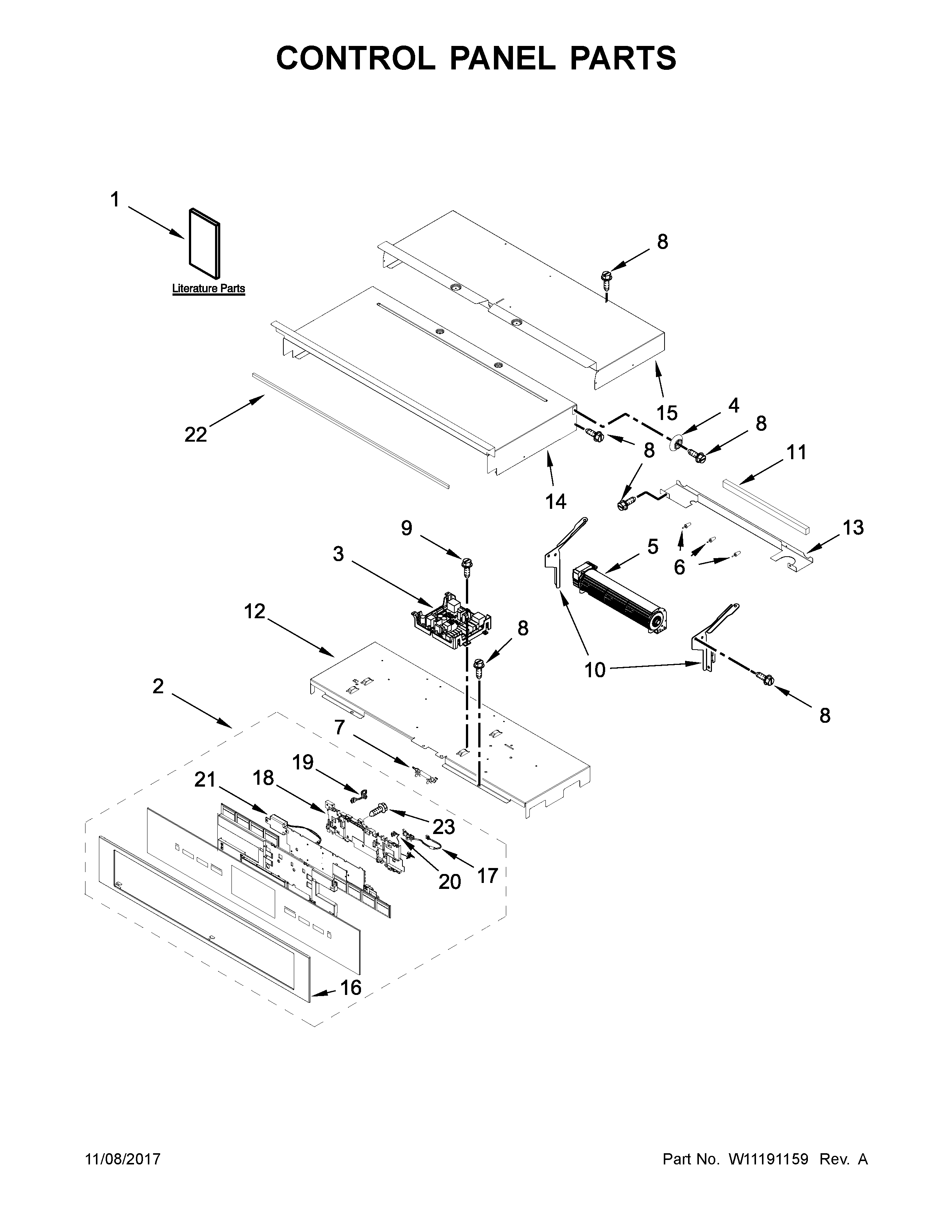 Jenn-Air JJW2727DS02 control panel parts diagram