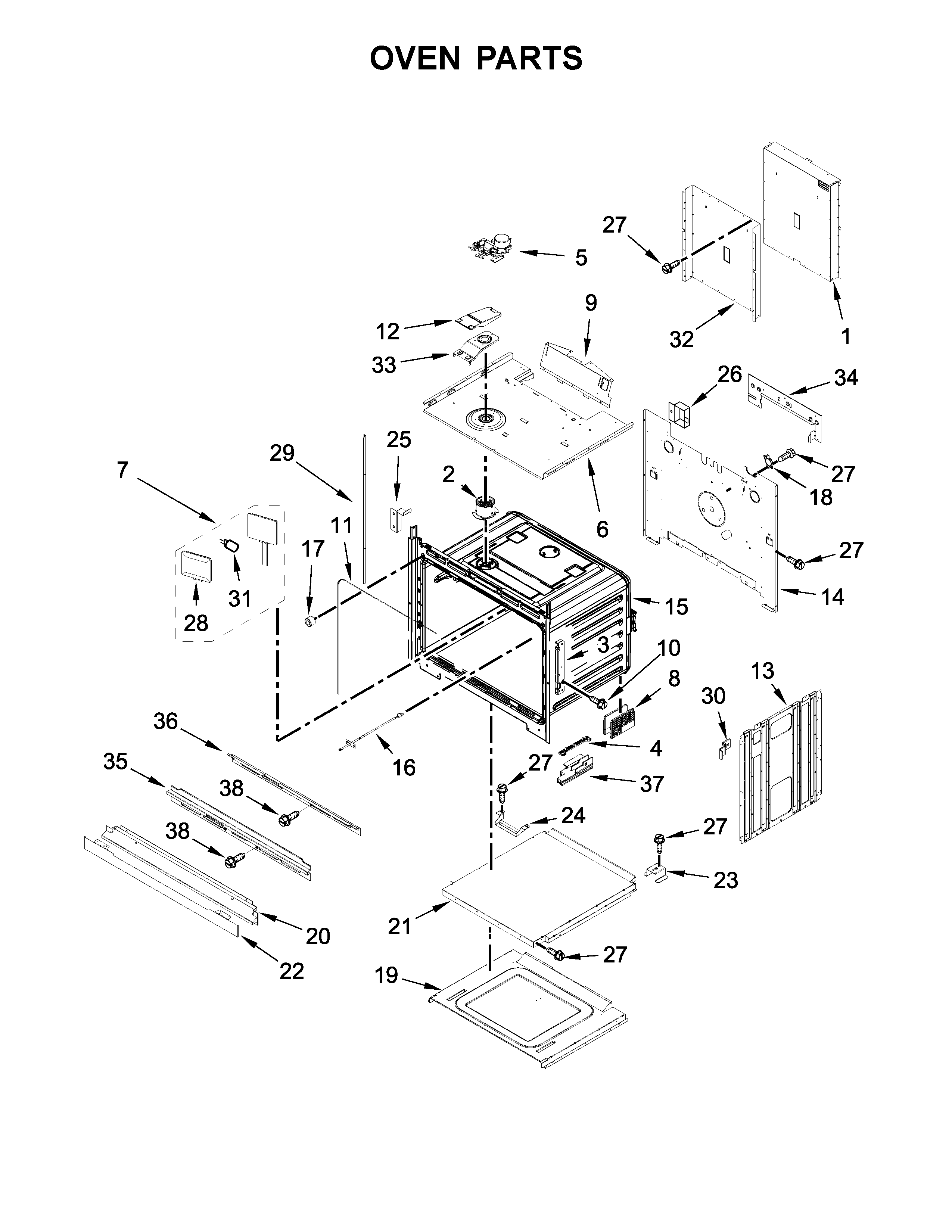 Jenn-Air JJW2727DS02 oven parts diagram