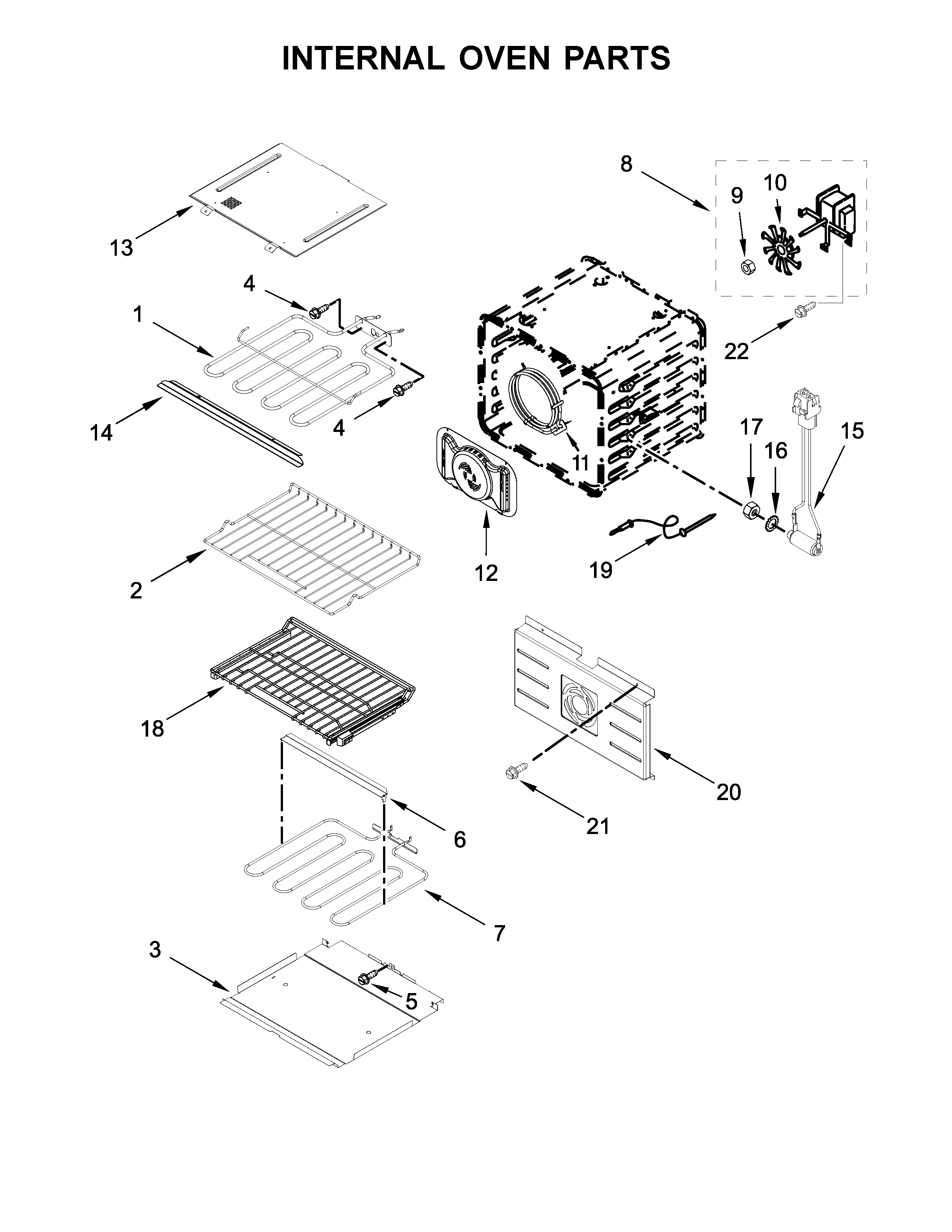 Jenn-Air JJW2727DS02 internal oven parts diagram