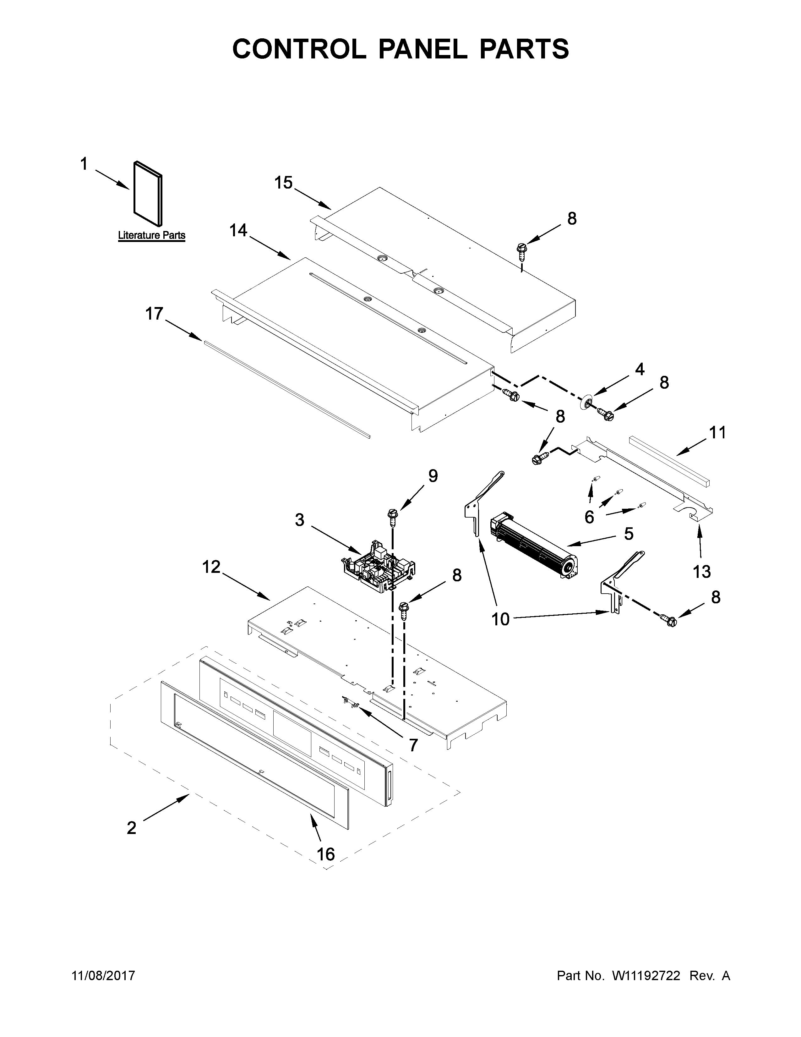 Jenn-Air JJW2830DS02 control panel parts diagram