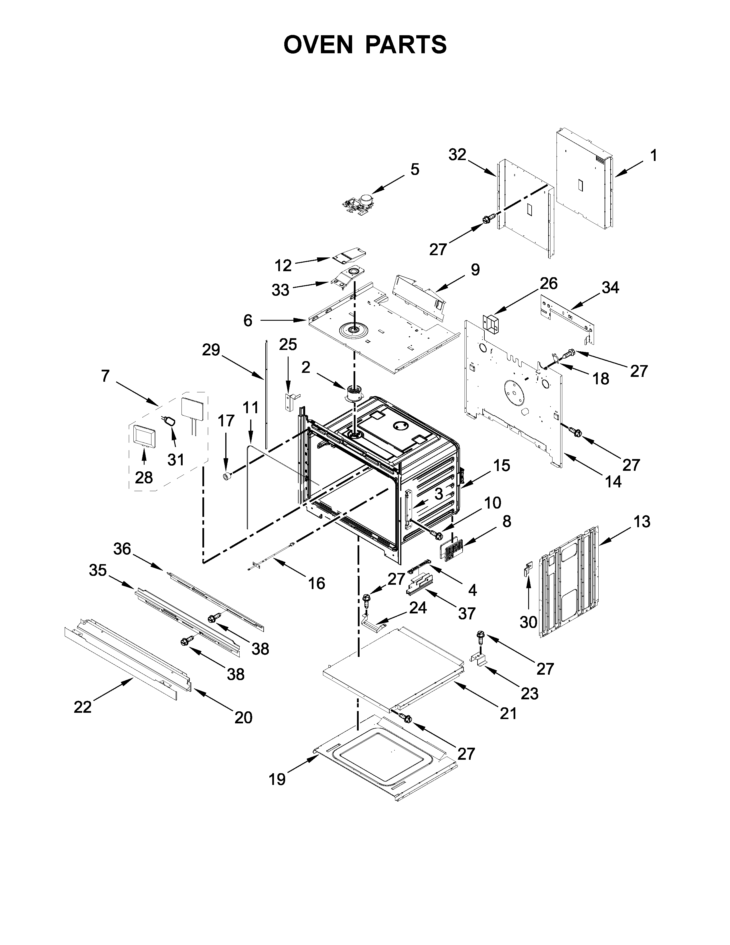 Jenn-Air JJW2830DS02 oven parts diagram