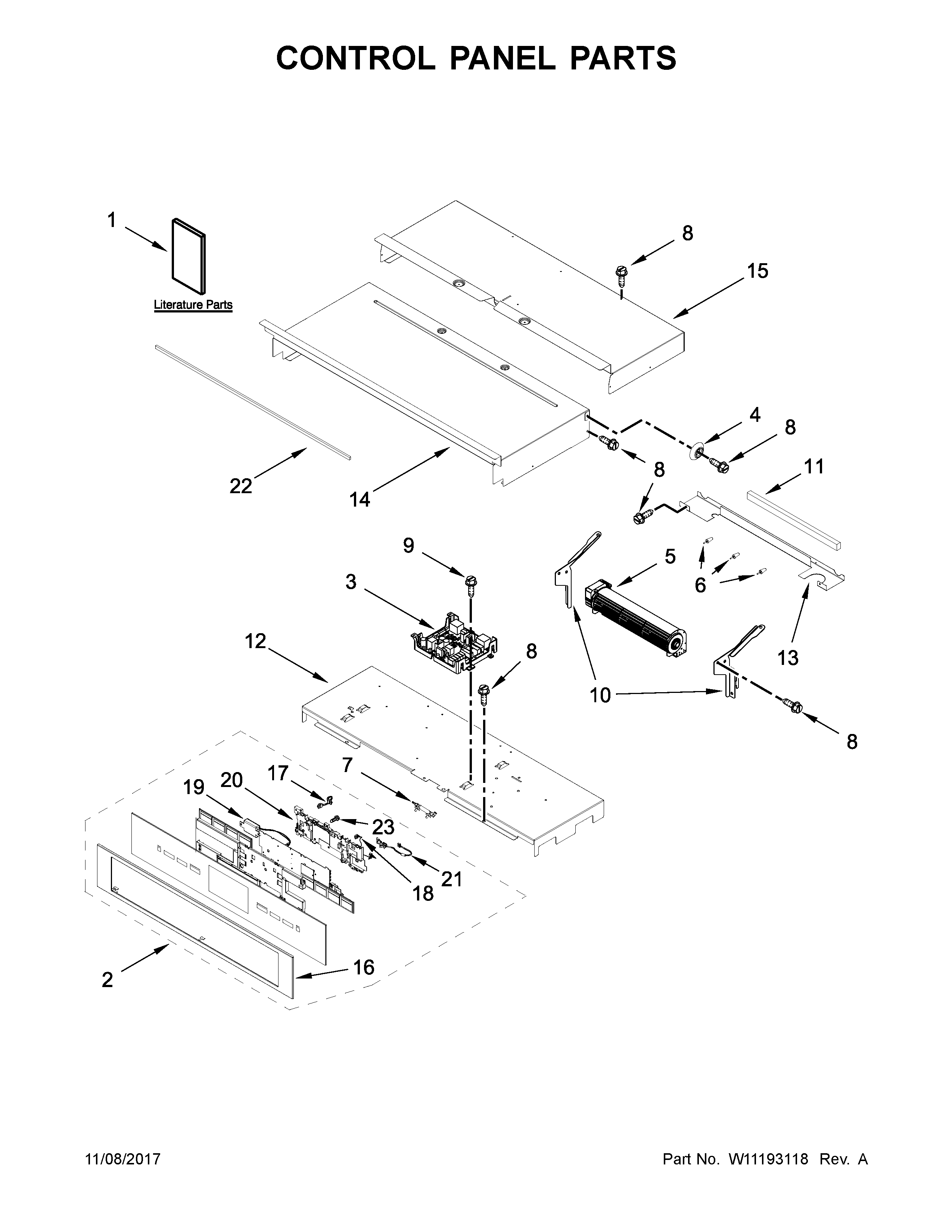 Jenn-Air JJW2827DS02 control panel parts diagram