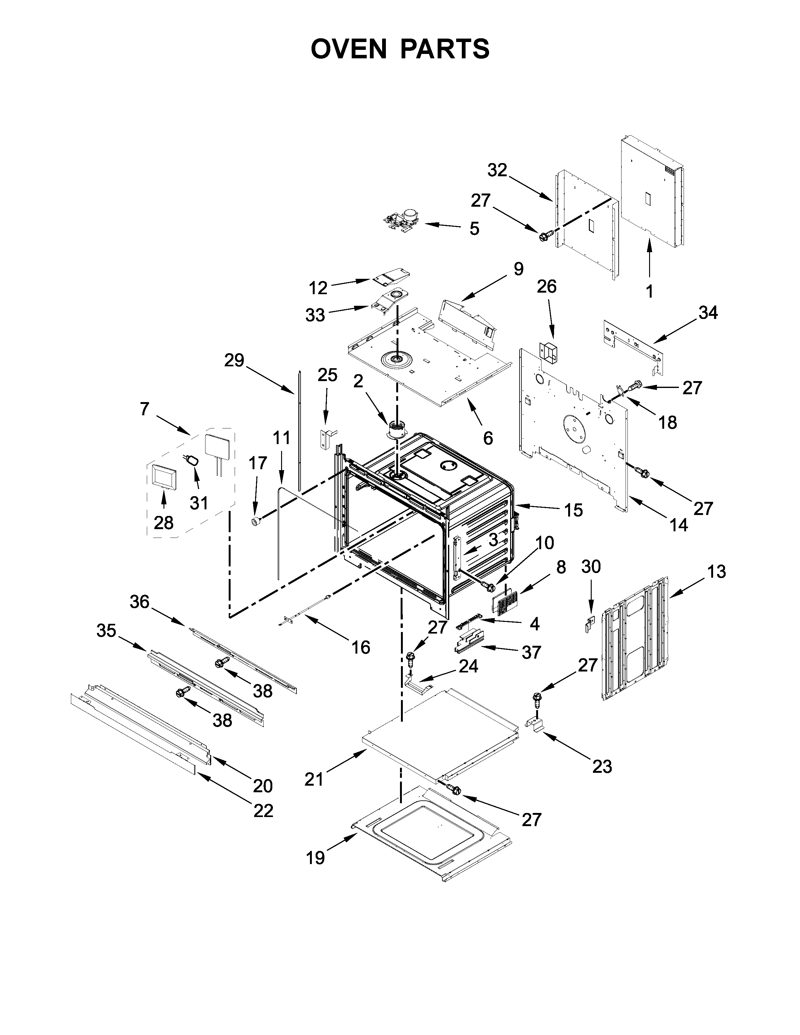 Jenn-Air JJW2827DS02 oven parts diagram