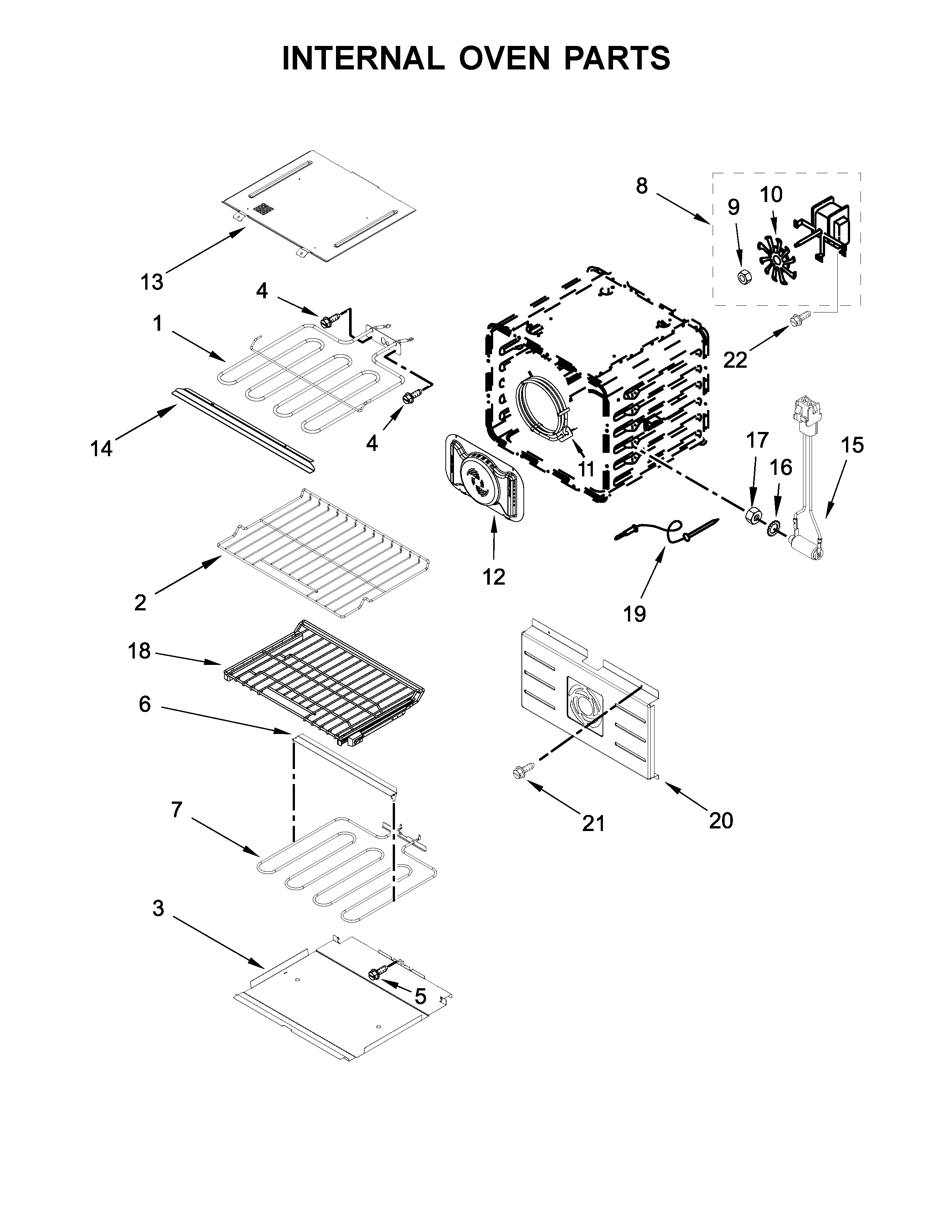 Jenn-Air JJW2827DS02 internal oven parts diagram