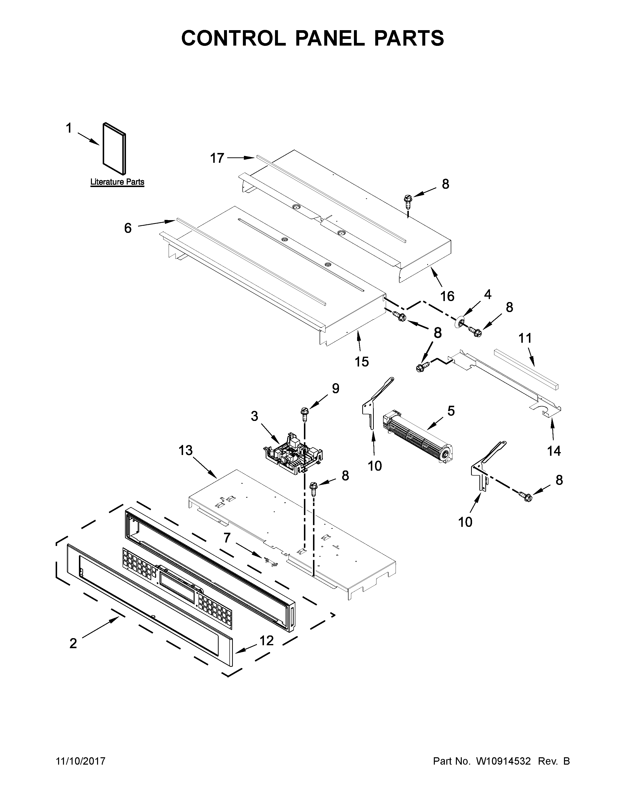 KitchenAid KOST100ESS01 control panel parts diagram