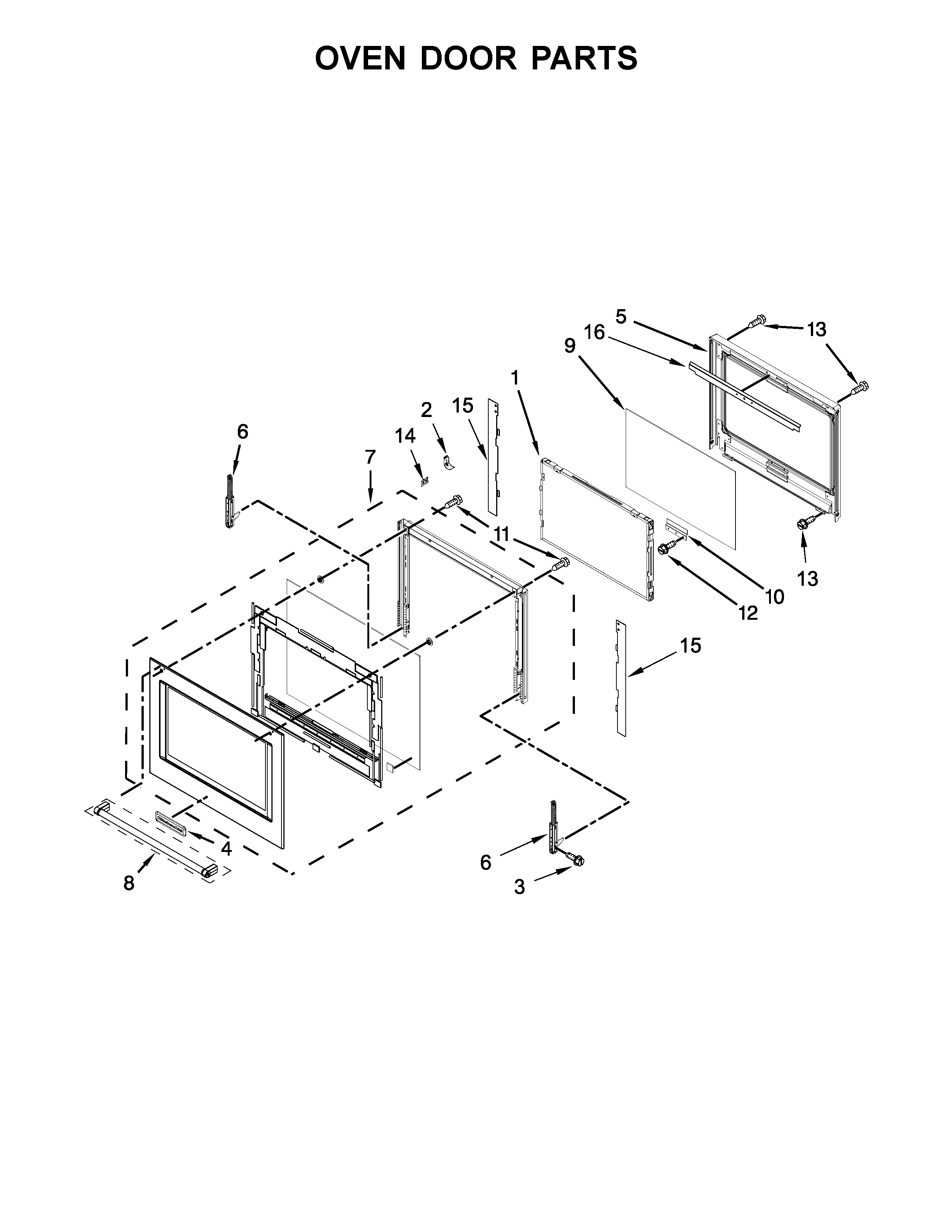 KitchenAid KOST100ESS01 oven door parts diagram