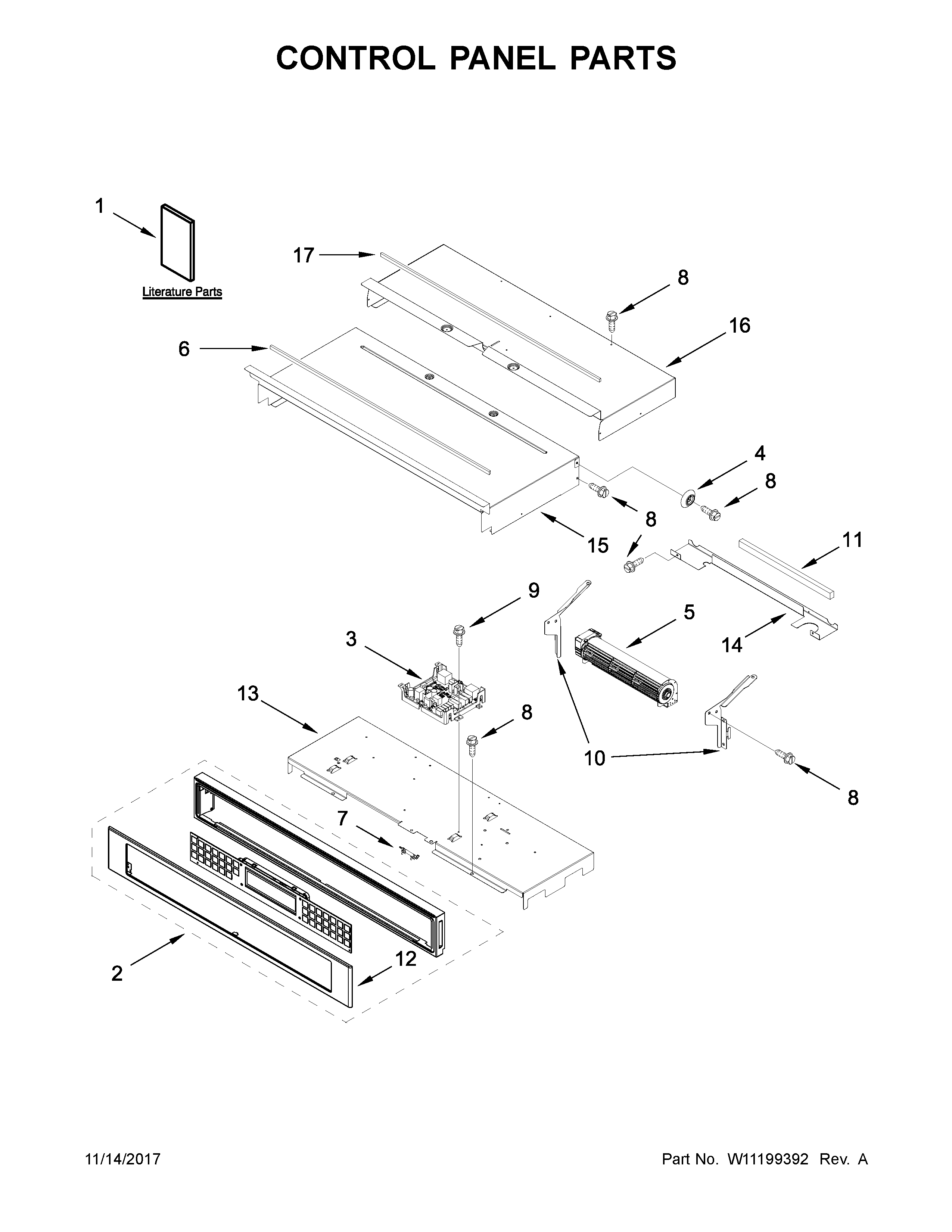 KitchenAid KOSE507EBL03 control panel parts diagram