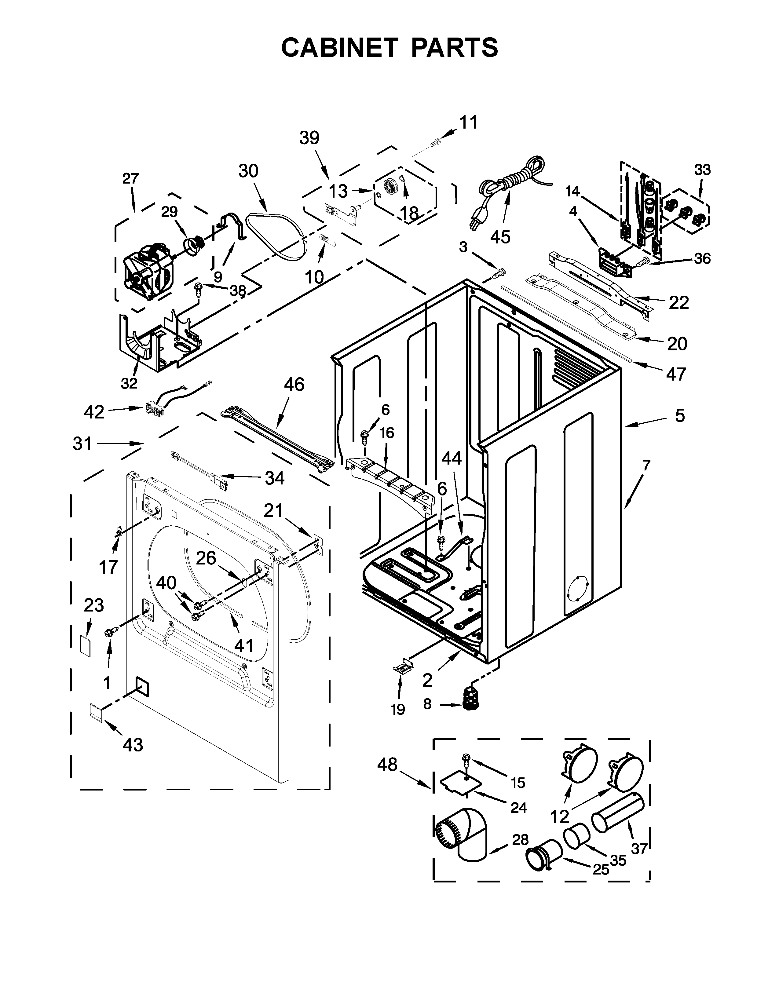 Whirlpool WGD8500DC1 cabinet parts diagram