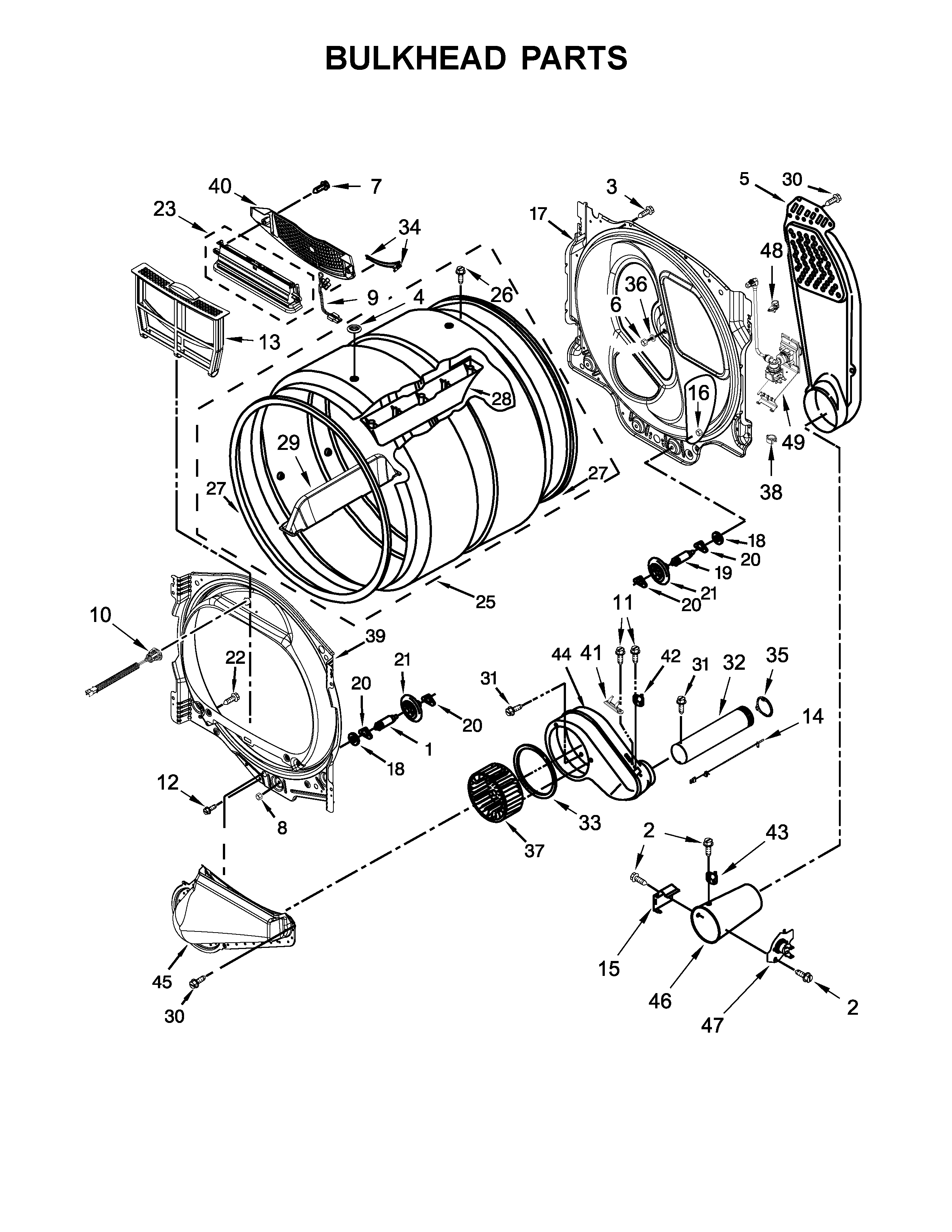 Whirlpool WGD8500DC1 bulkhead parts diagram