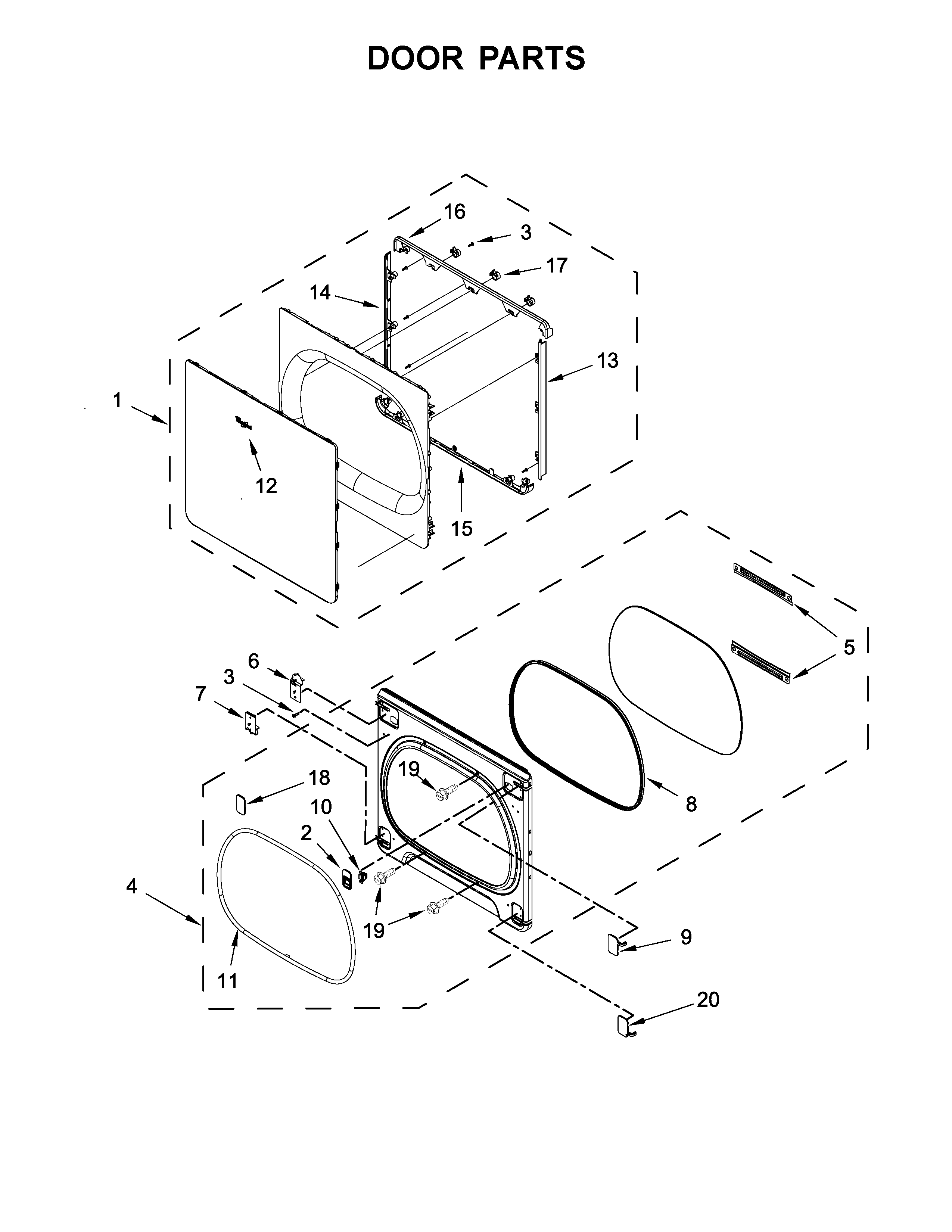 Whirlpool WGD8500DC1 door parts diagram