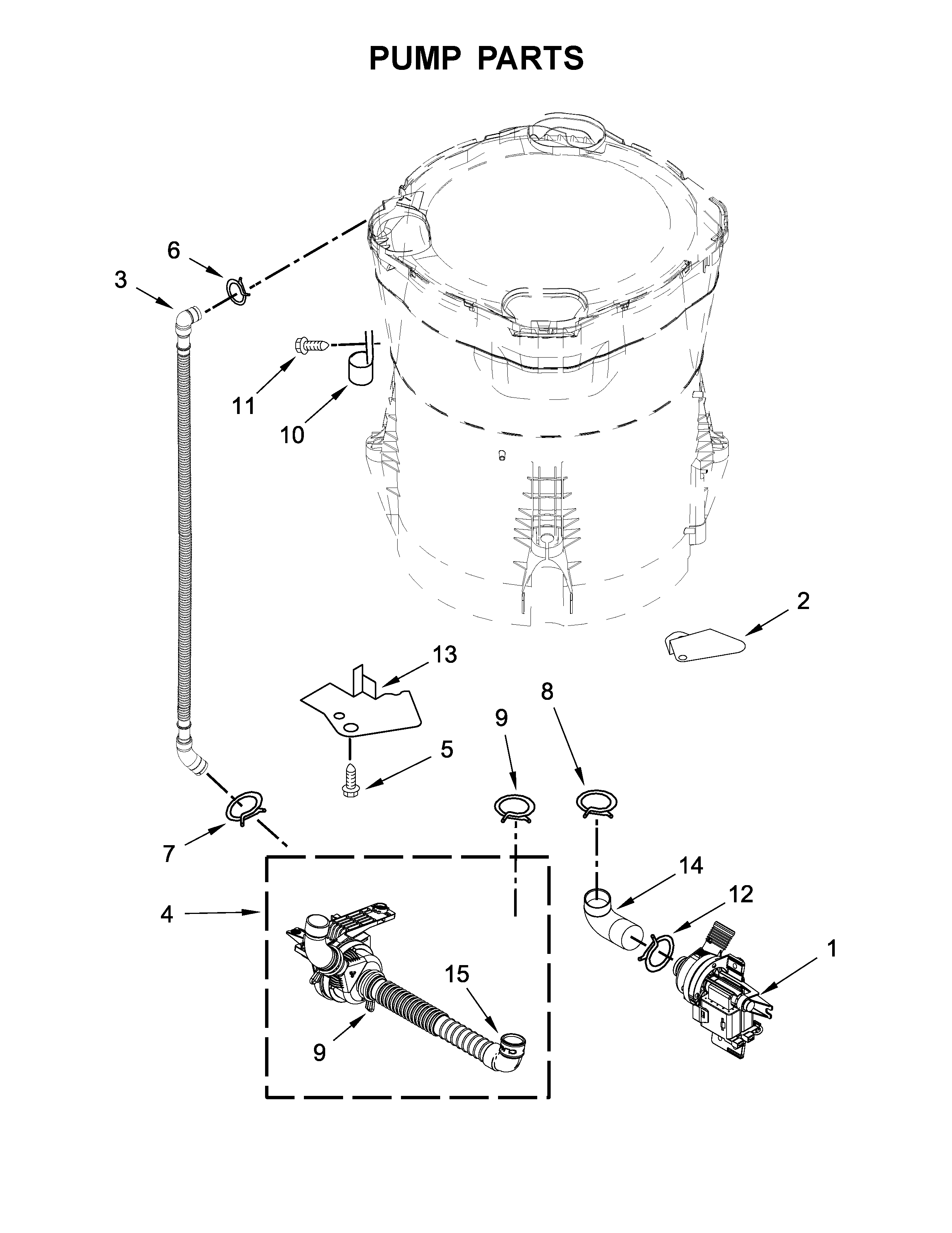 Whirlpool WTW8500DC5 pump parts diagram