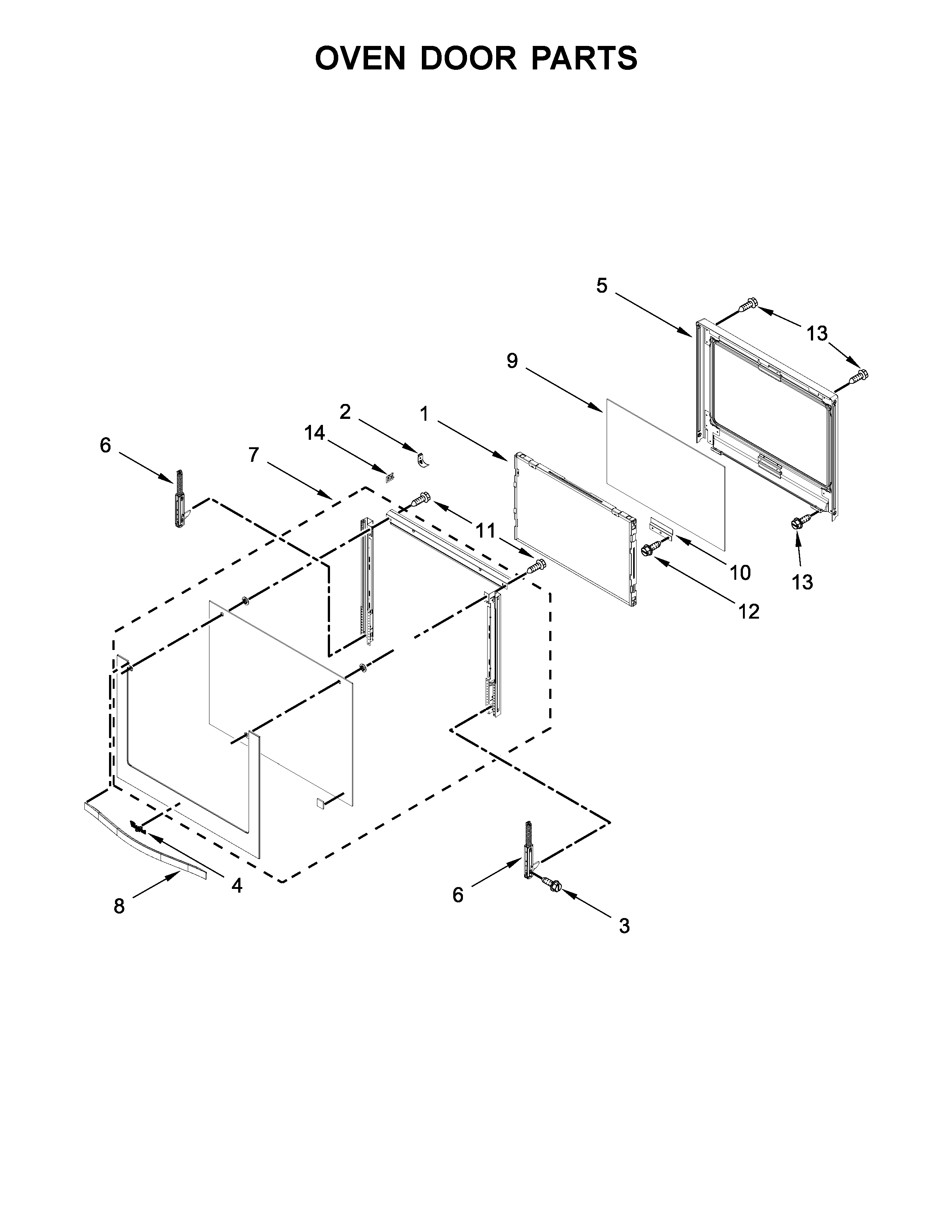 Whirlpool WOS97ES0ES03 oven door parts diagram