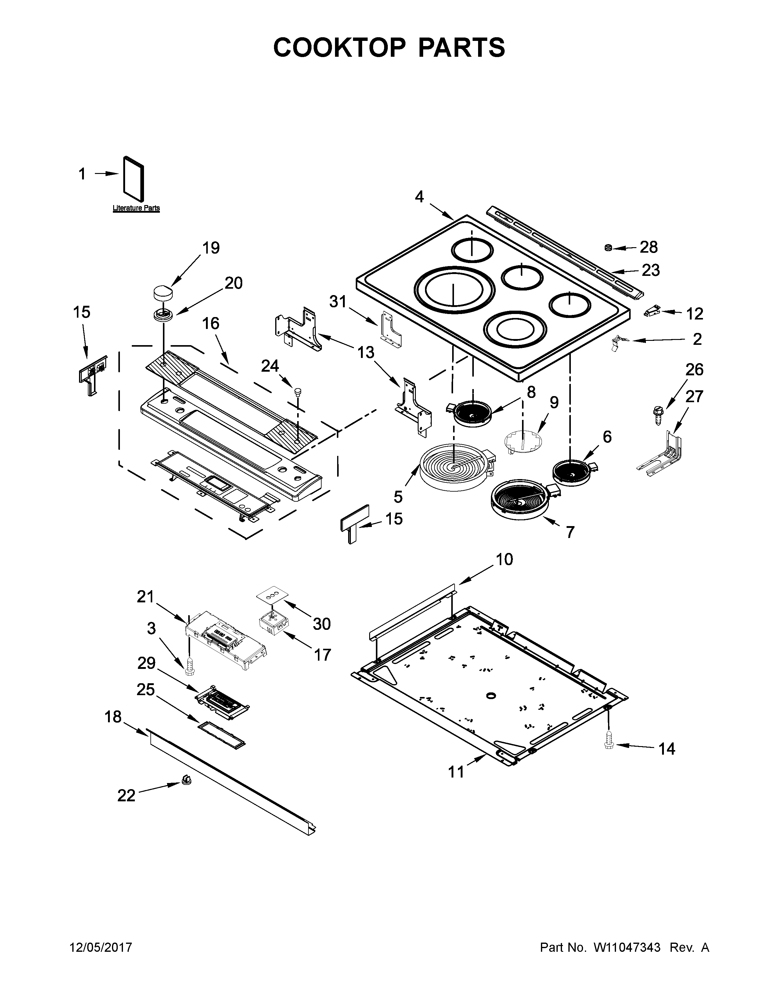 Jenn-Air JES1450DS1 cooktop parts diagram