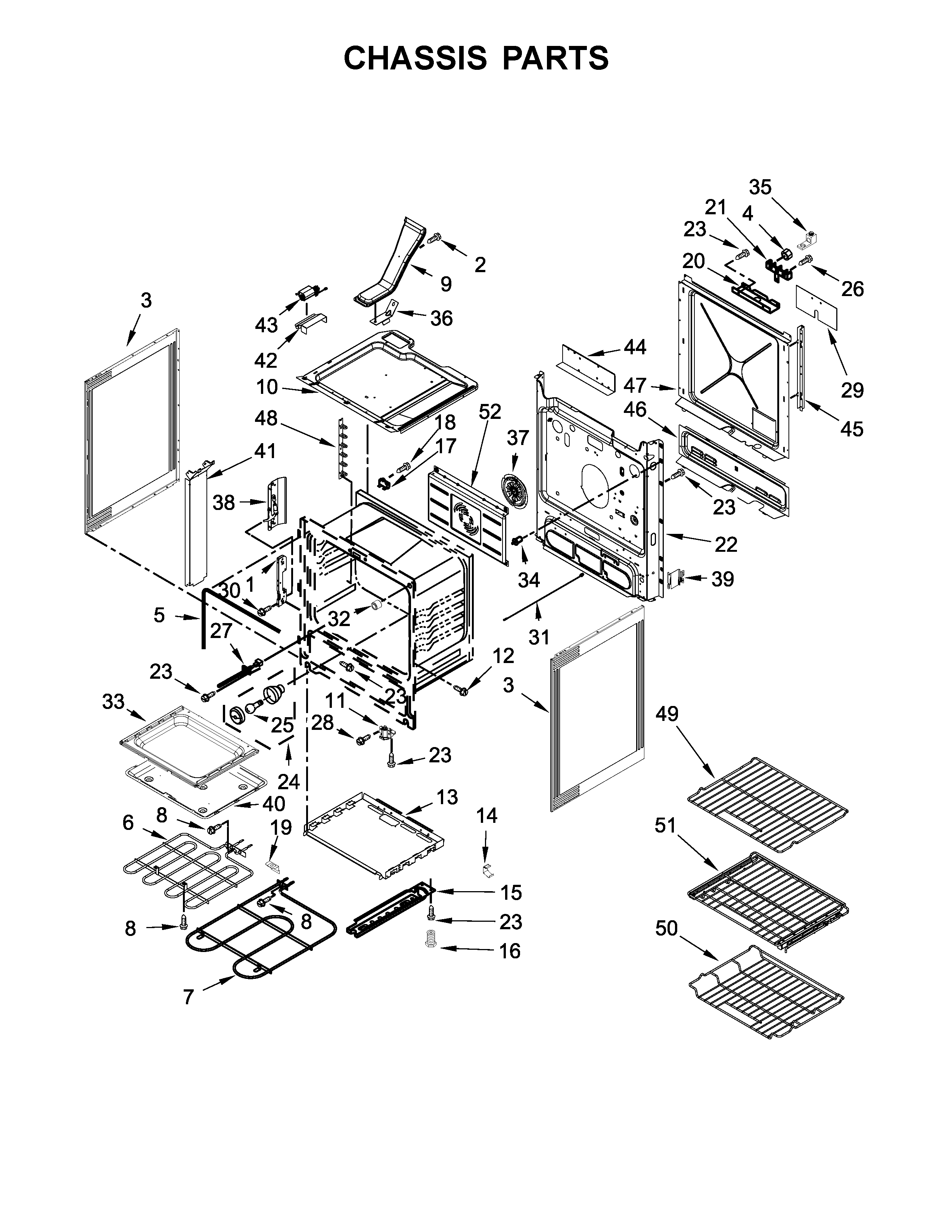 Jenn-Air JES1450DS1 chassis parts diagram