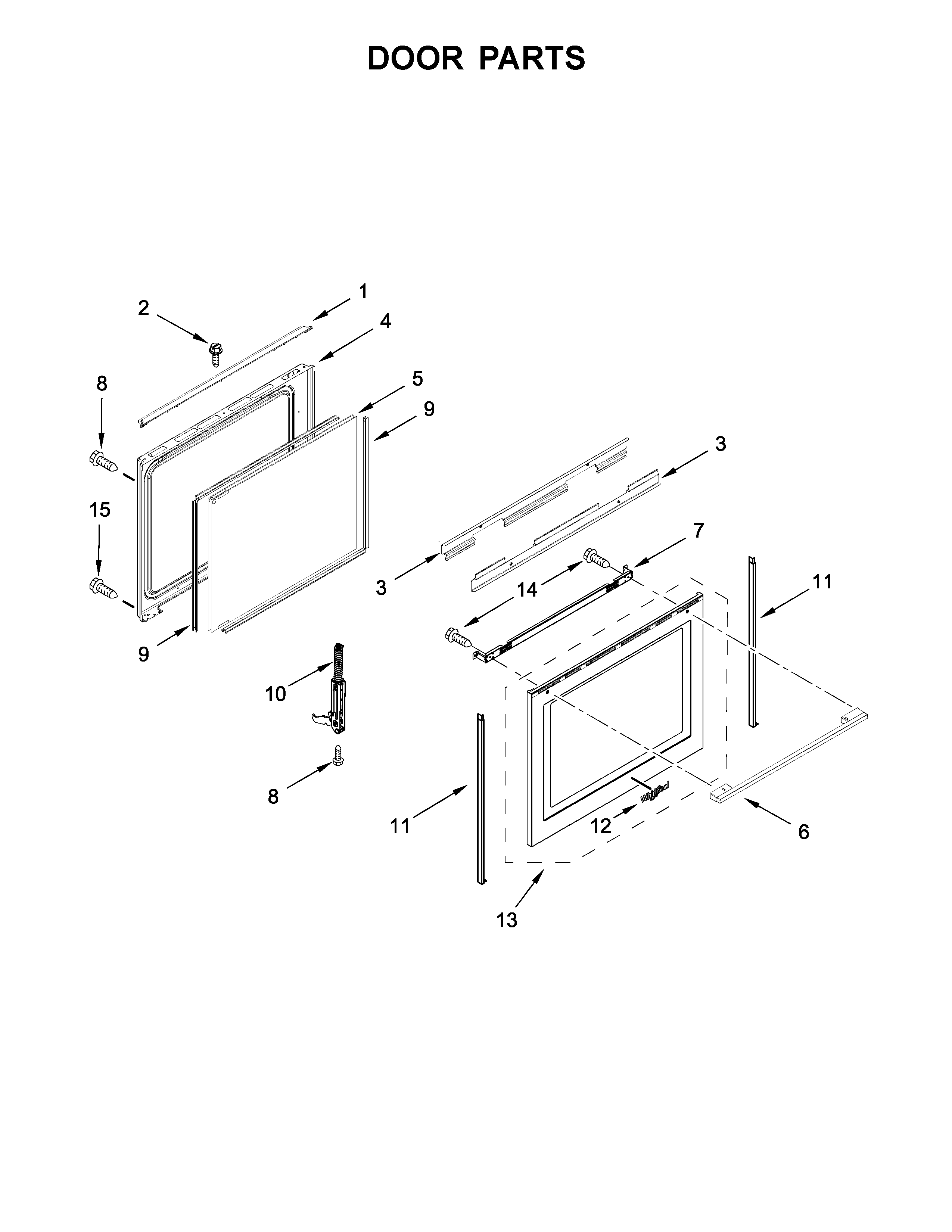Whirlpool WEGA25H0HN0 door parts diagram