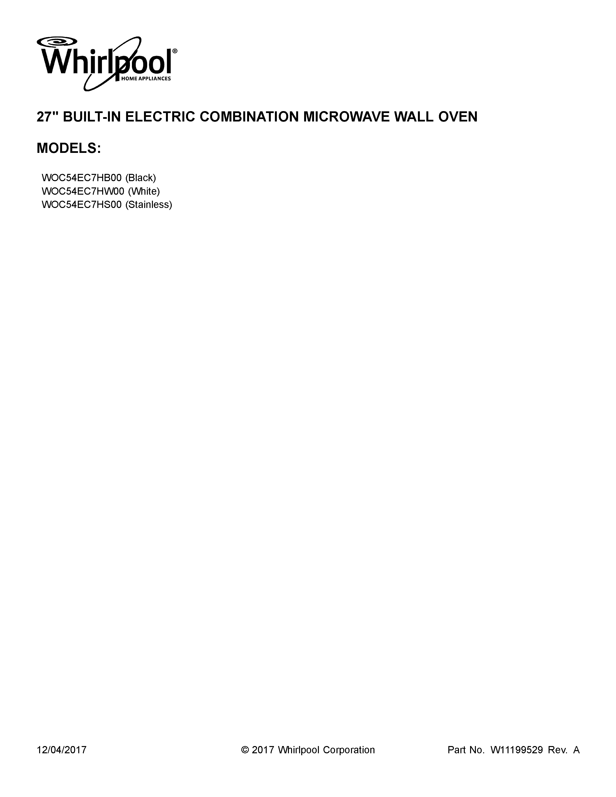 Whirlpool WOC54EC7HS00 cover sheet diagram