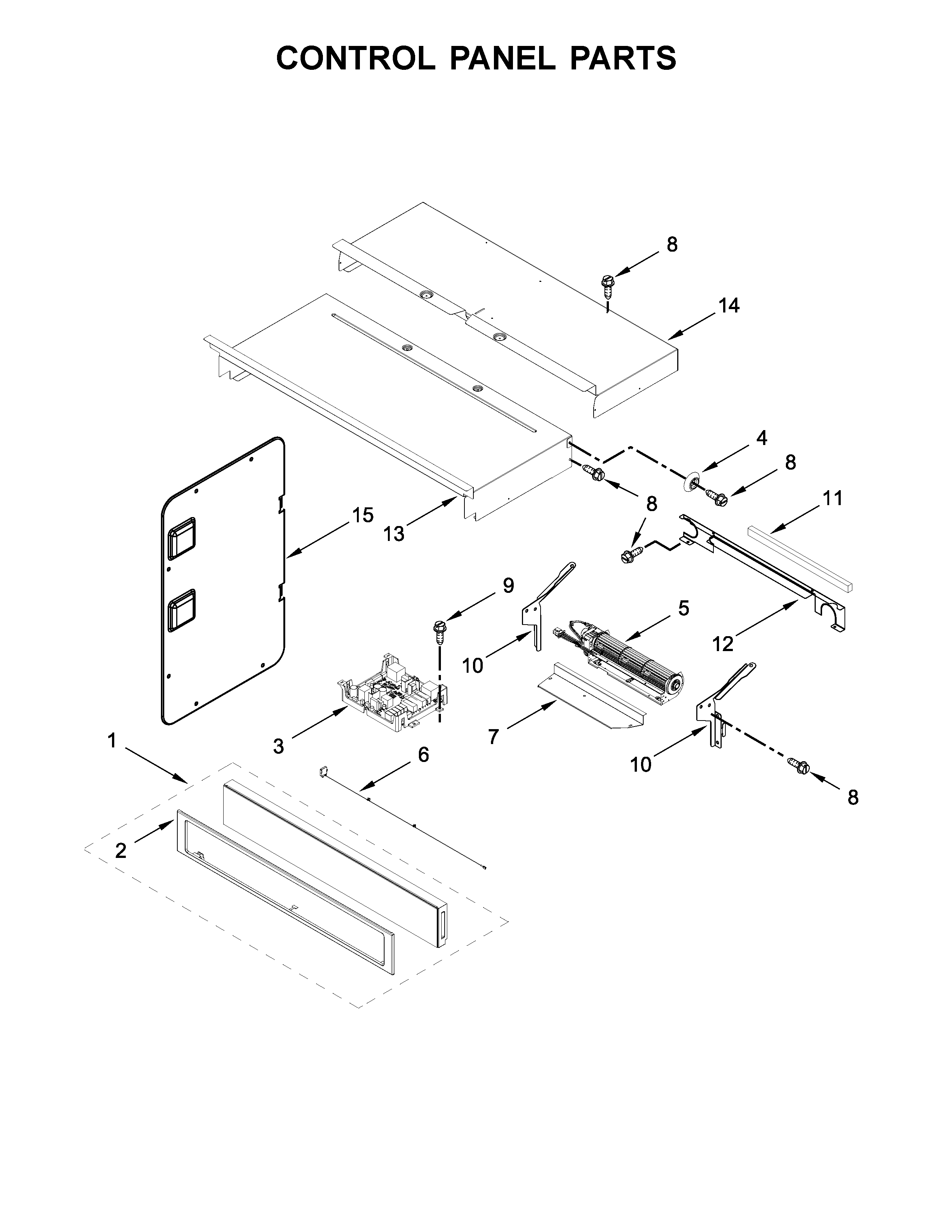 Whirlpool WOC54EC7HS00 control panel parts diagram