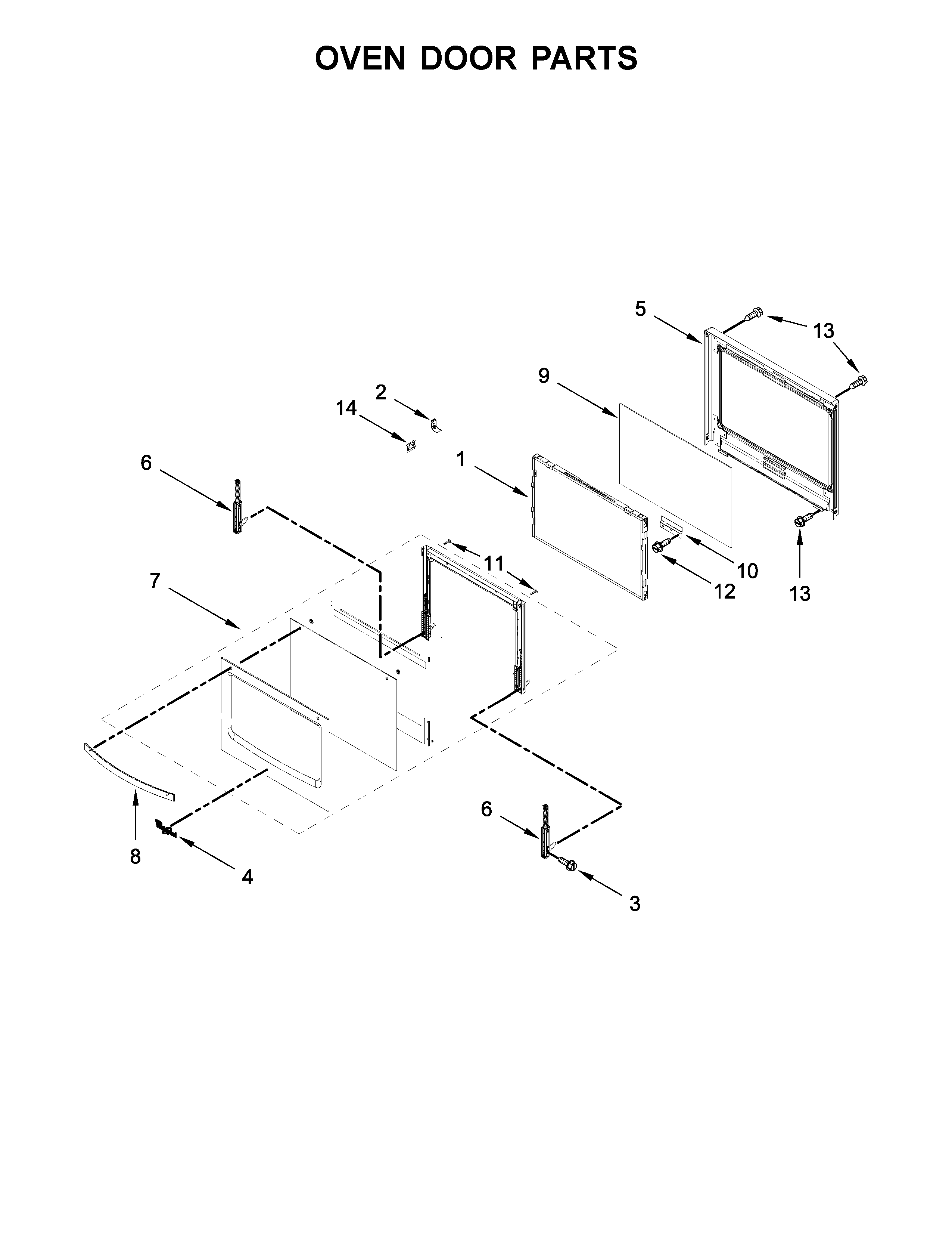 Whirlpool WOC54EC7HS00 oven door parts diagram