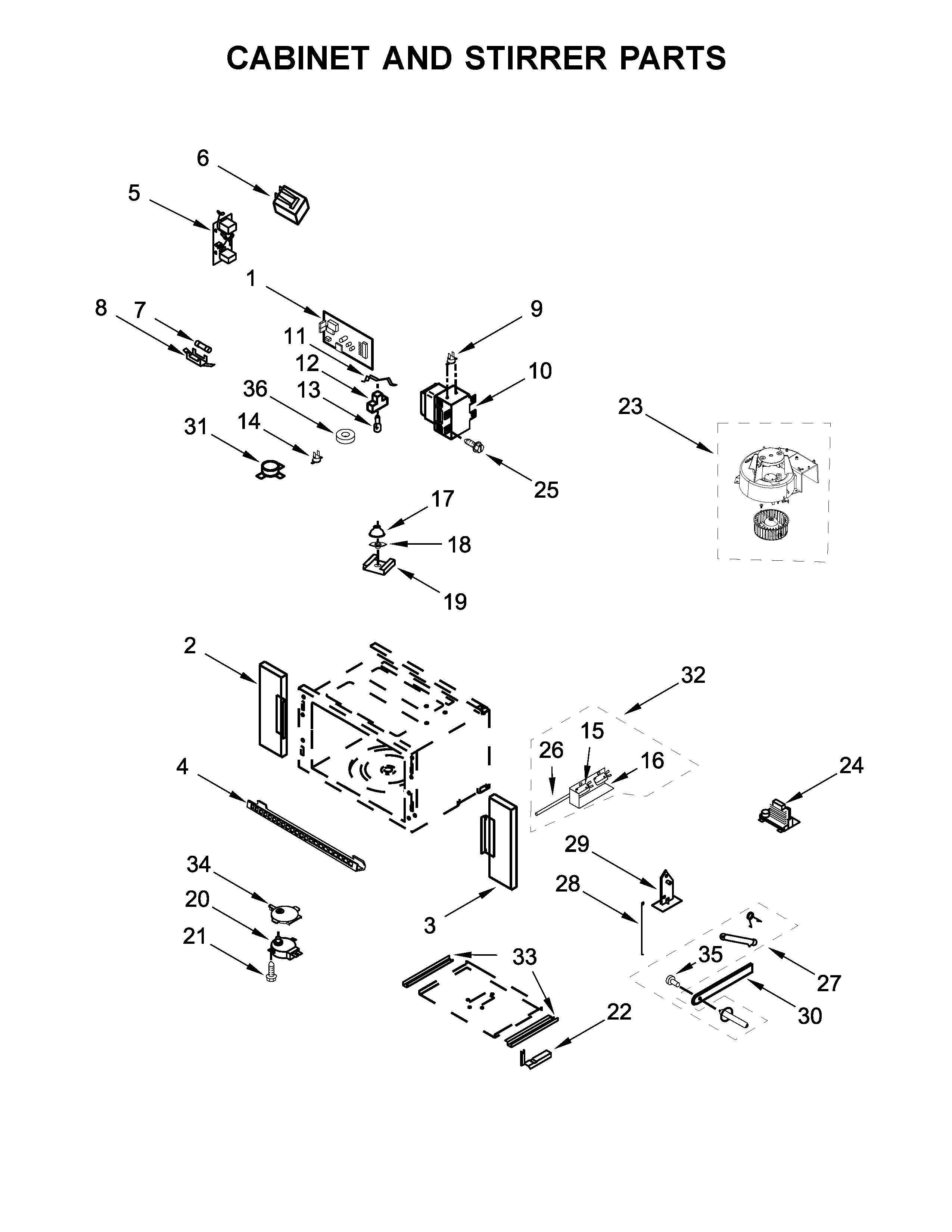 Whirlpool WOC54EC7HS00 cabinet and stirrer parts diagram