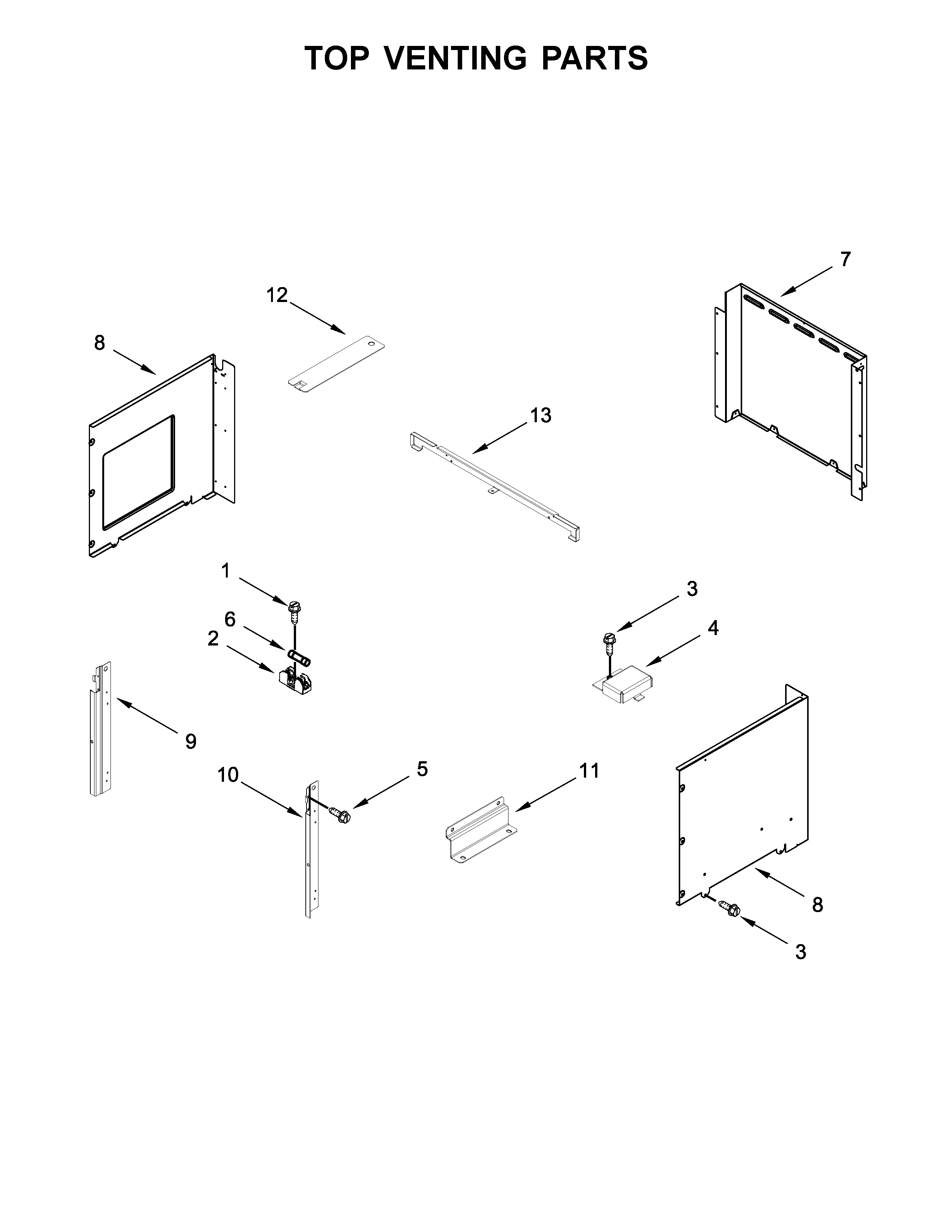 Whirlpool WOC54EC7HS00 top venting parts diagram