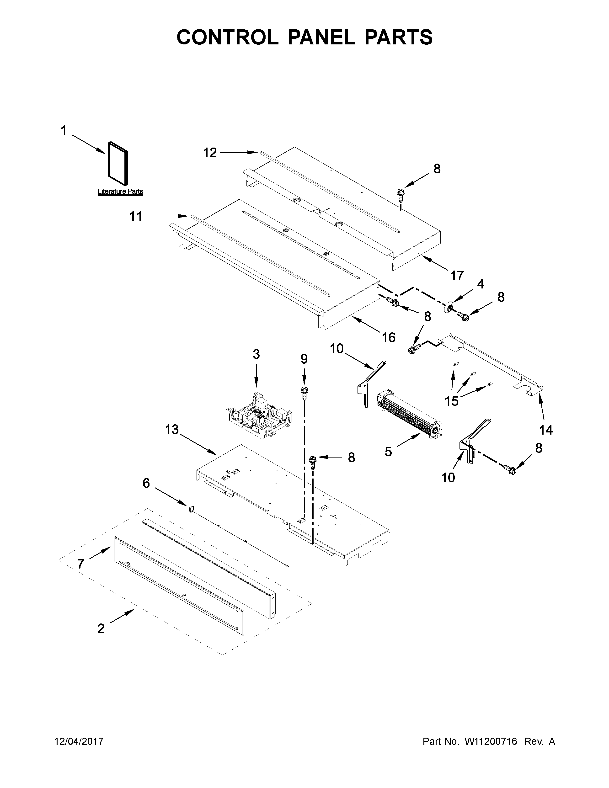 Whirlpool WOD51EC0HW00 control panel parts diagram