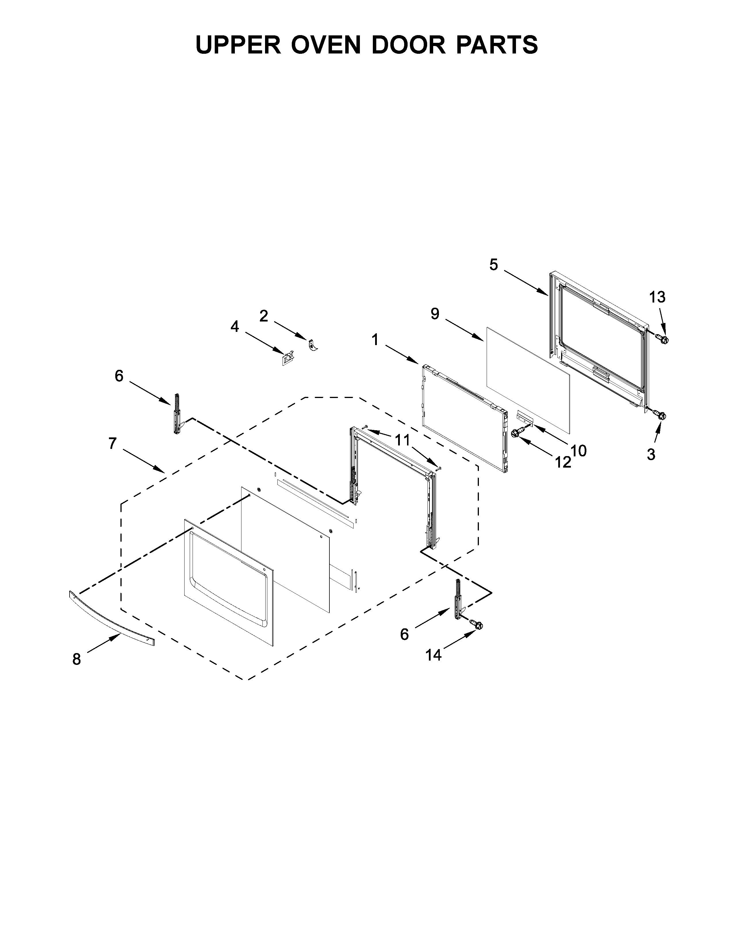 Whirlpool WOD51EC7HS00 upper oven door parts diagram