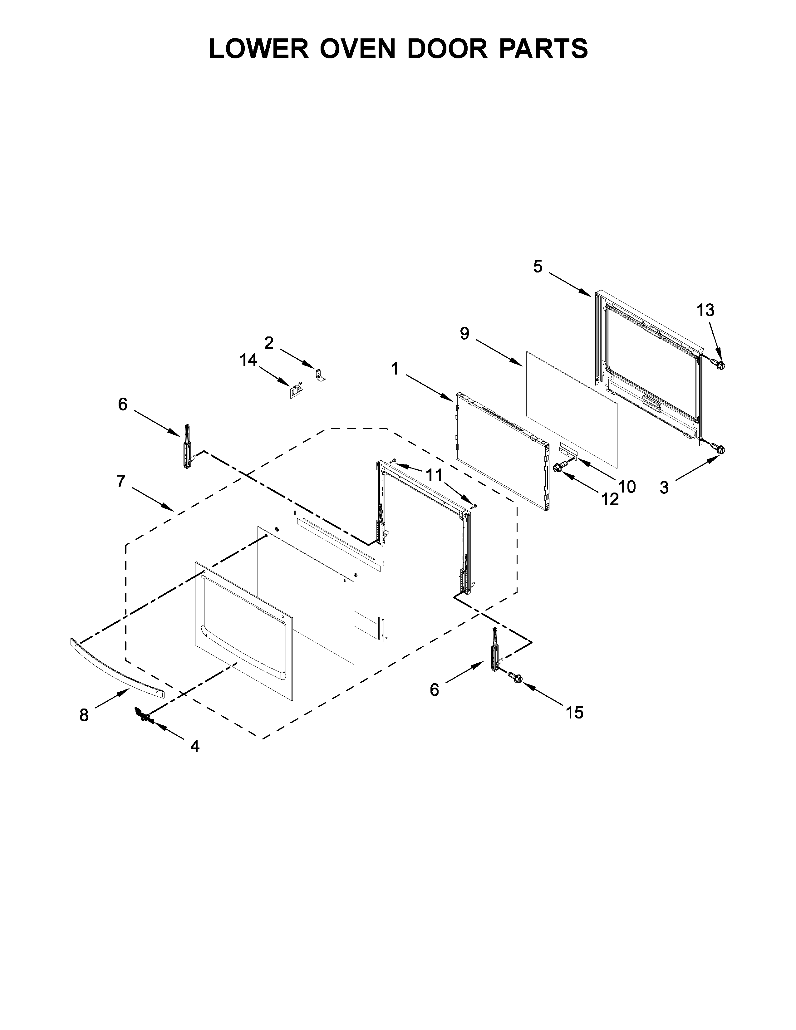 Whirlpool WOD51EC7HS00 lower oven door parts diagram