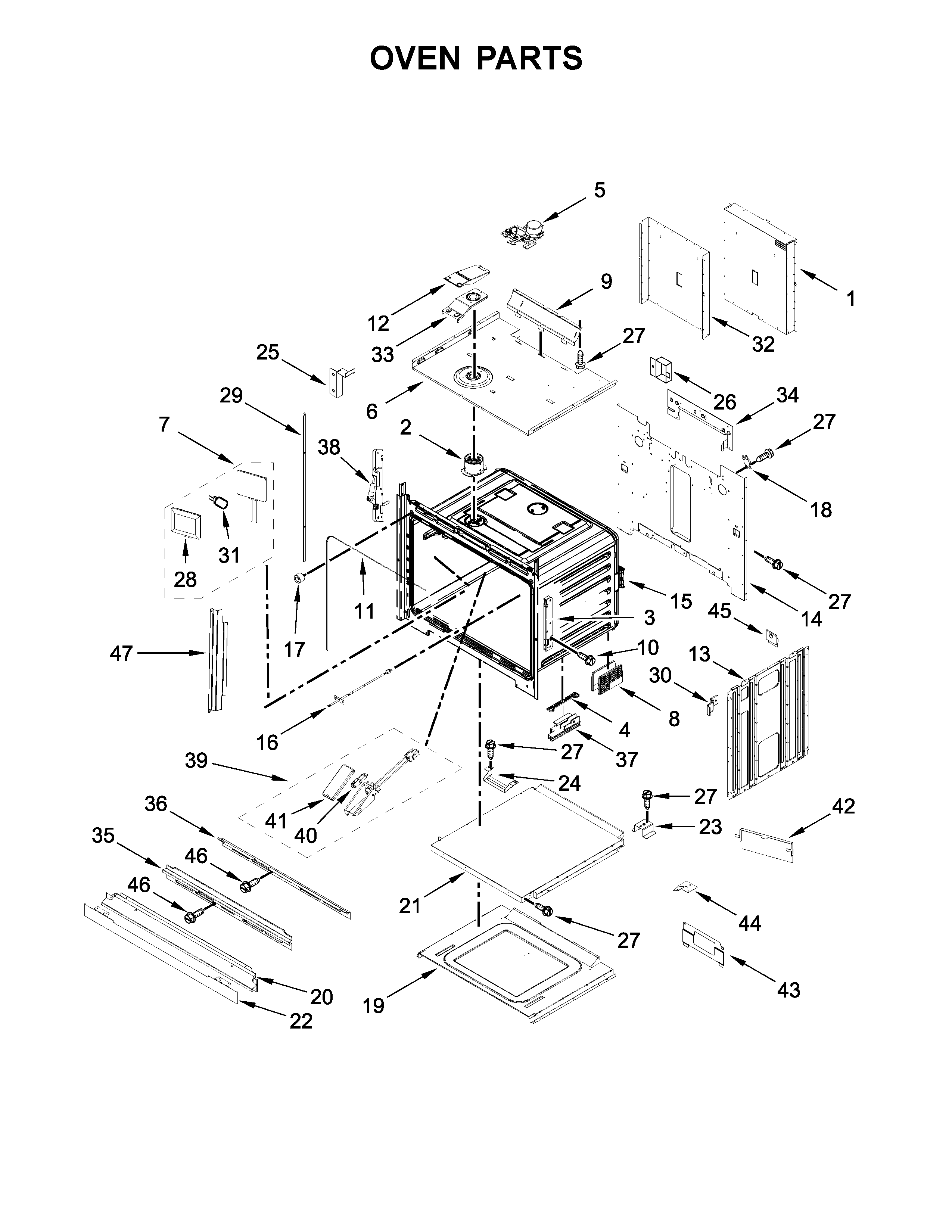 Jenn-Air JJW3830DS01 oven parts diagram