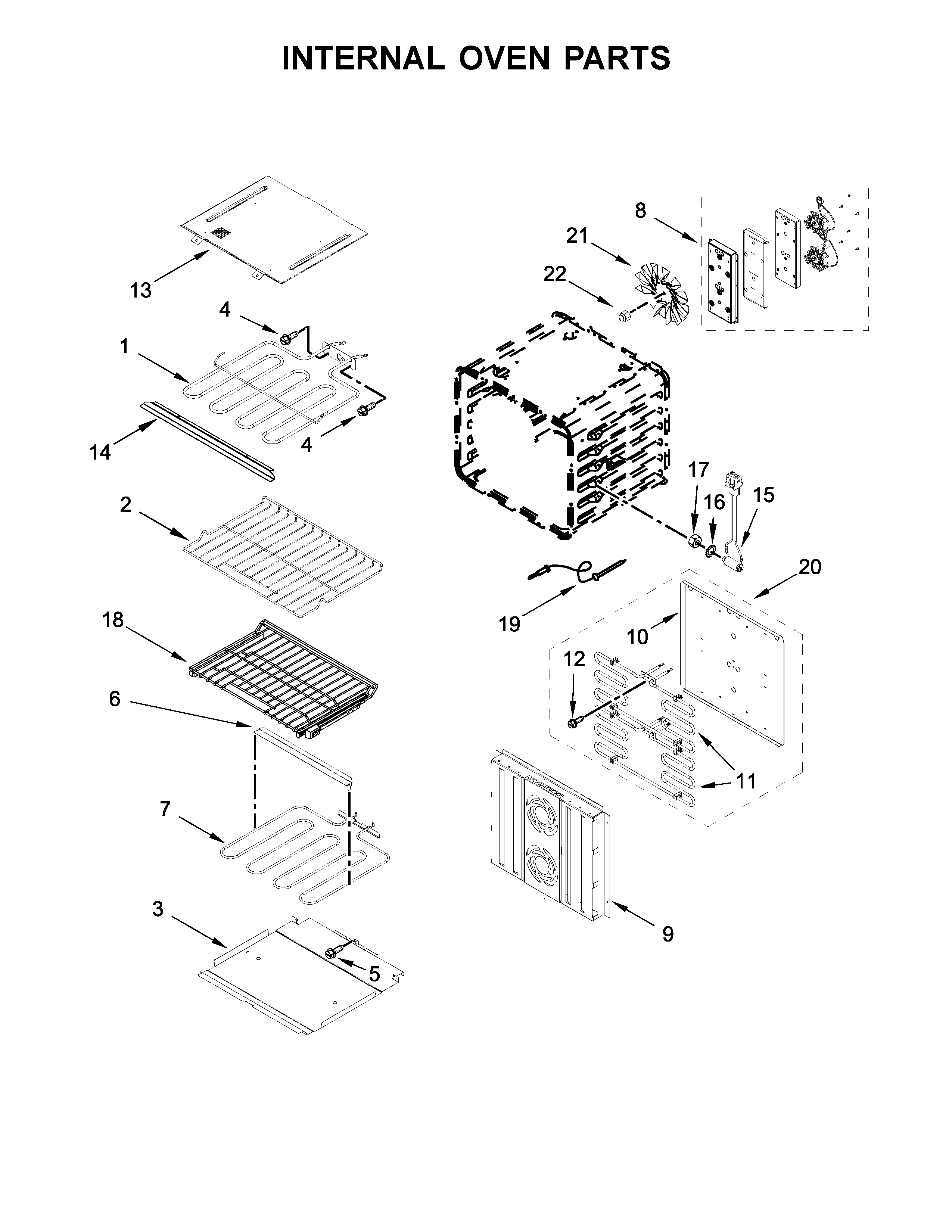 Jenn-Air JJW3830DS01 internal oven parts diagram