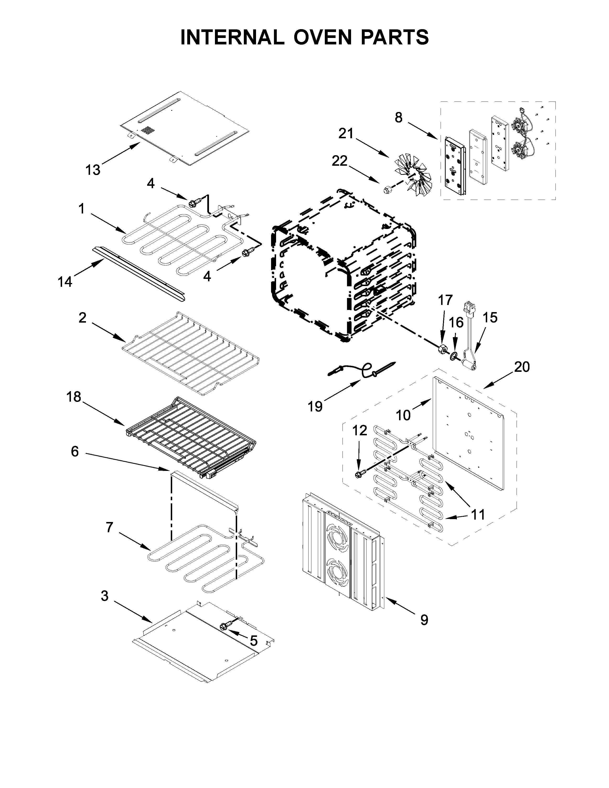 Jenn-Air JJW3830DP01 internal oven parts diagram