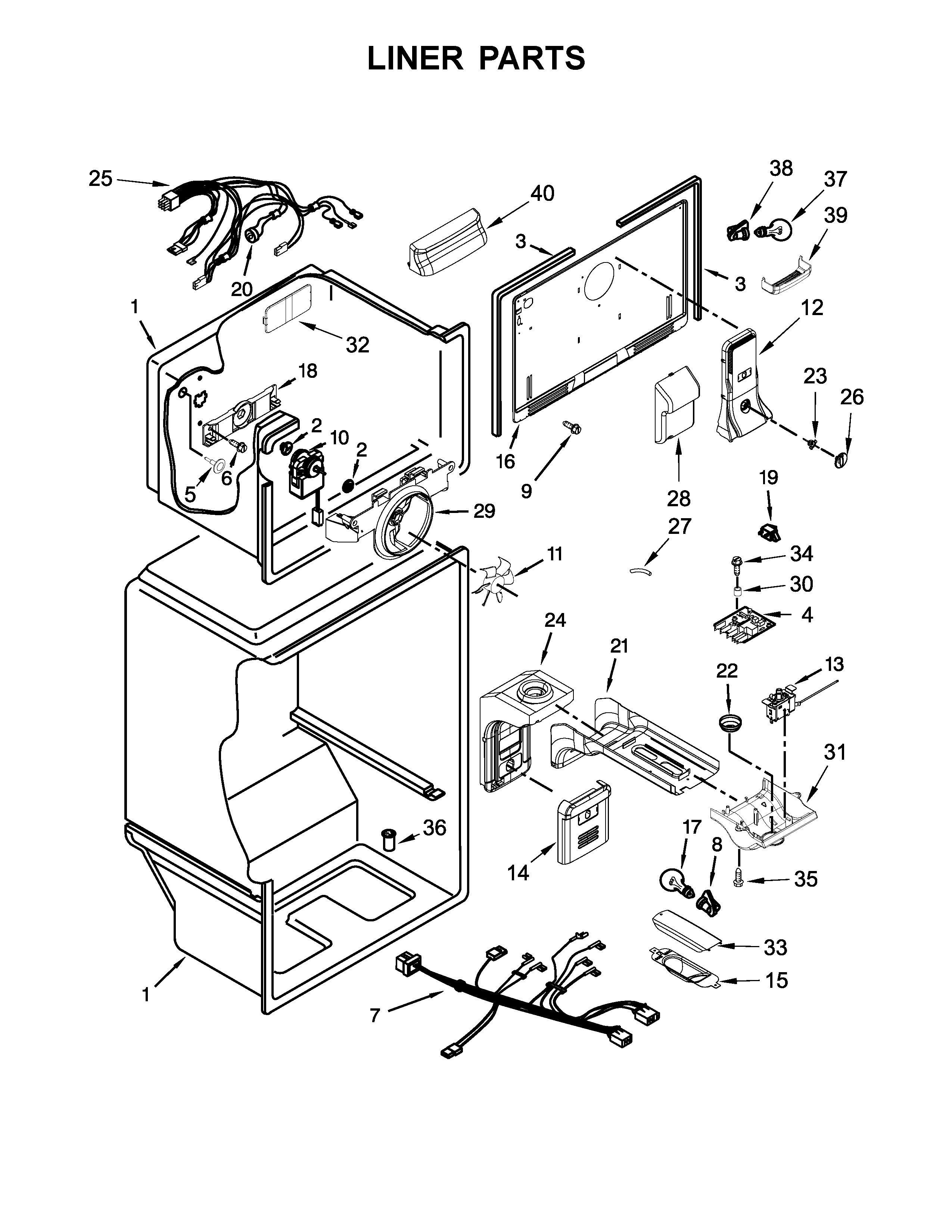 Whirlpool WRT511SZDM00 liner parts diagram