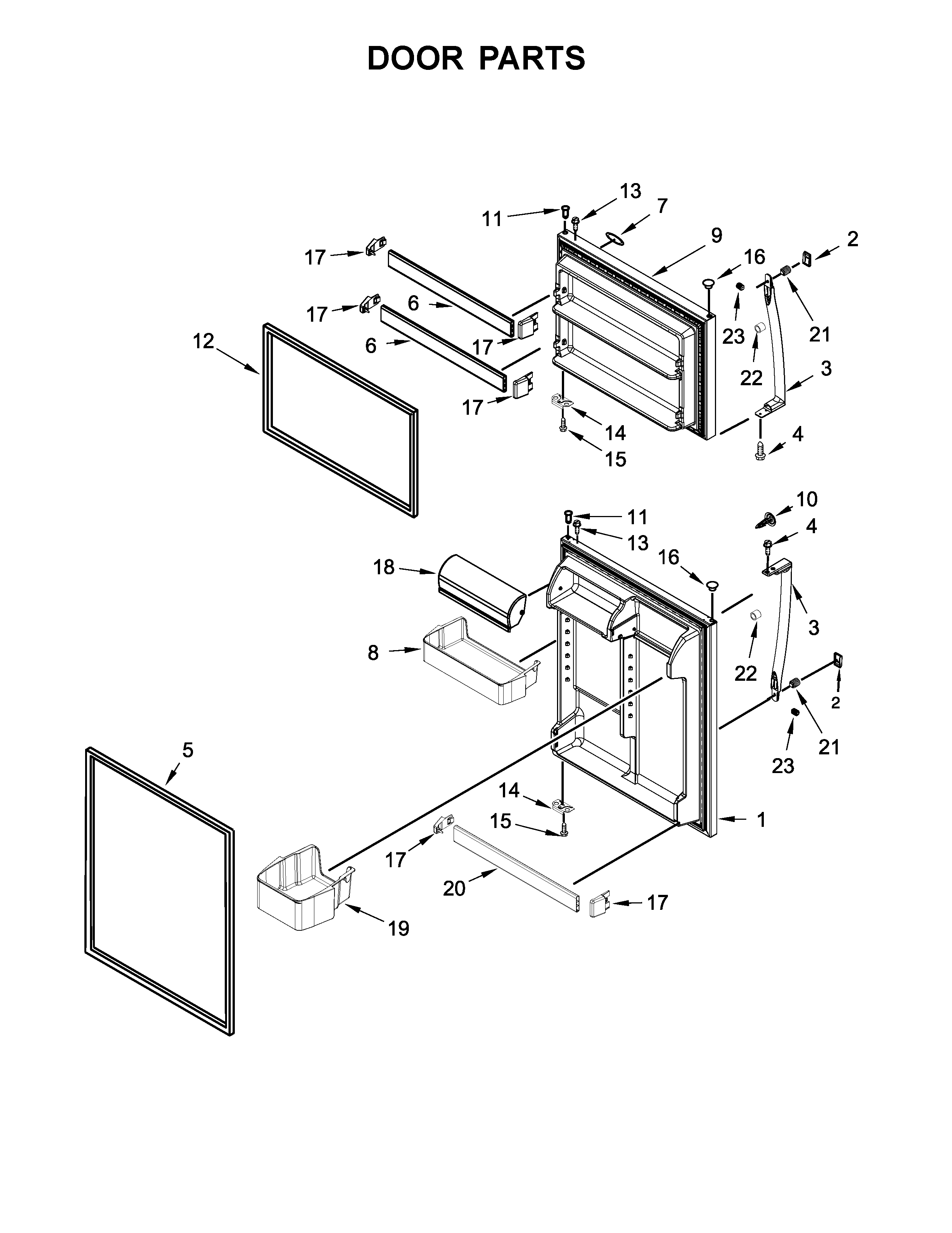 Whirlpool WRT511SZDM00 door parts diagram