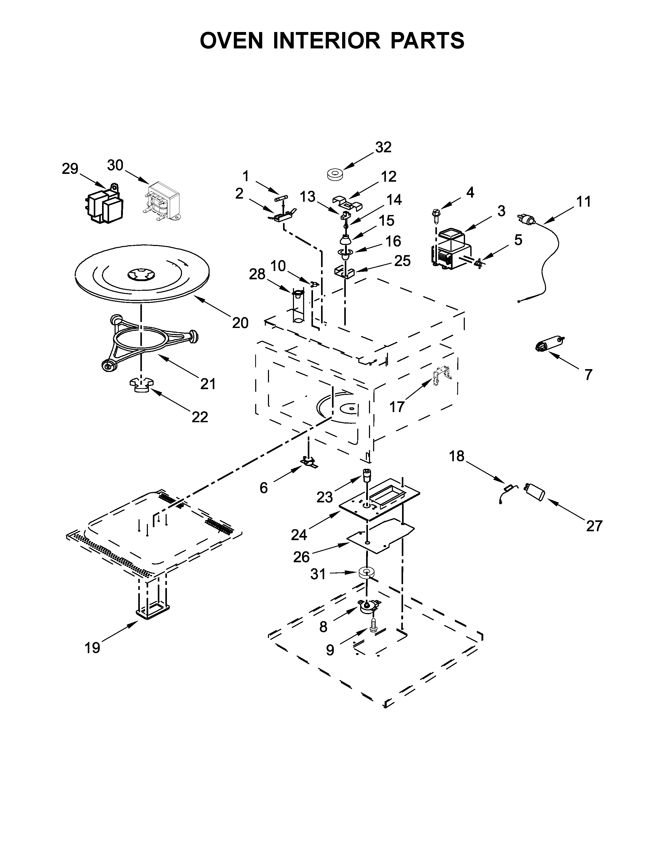 KitchenAid KMBS104ESS02 oven interior parts diagram