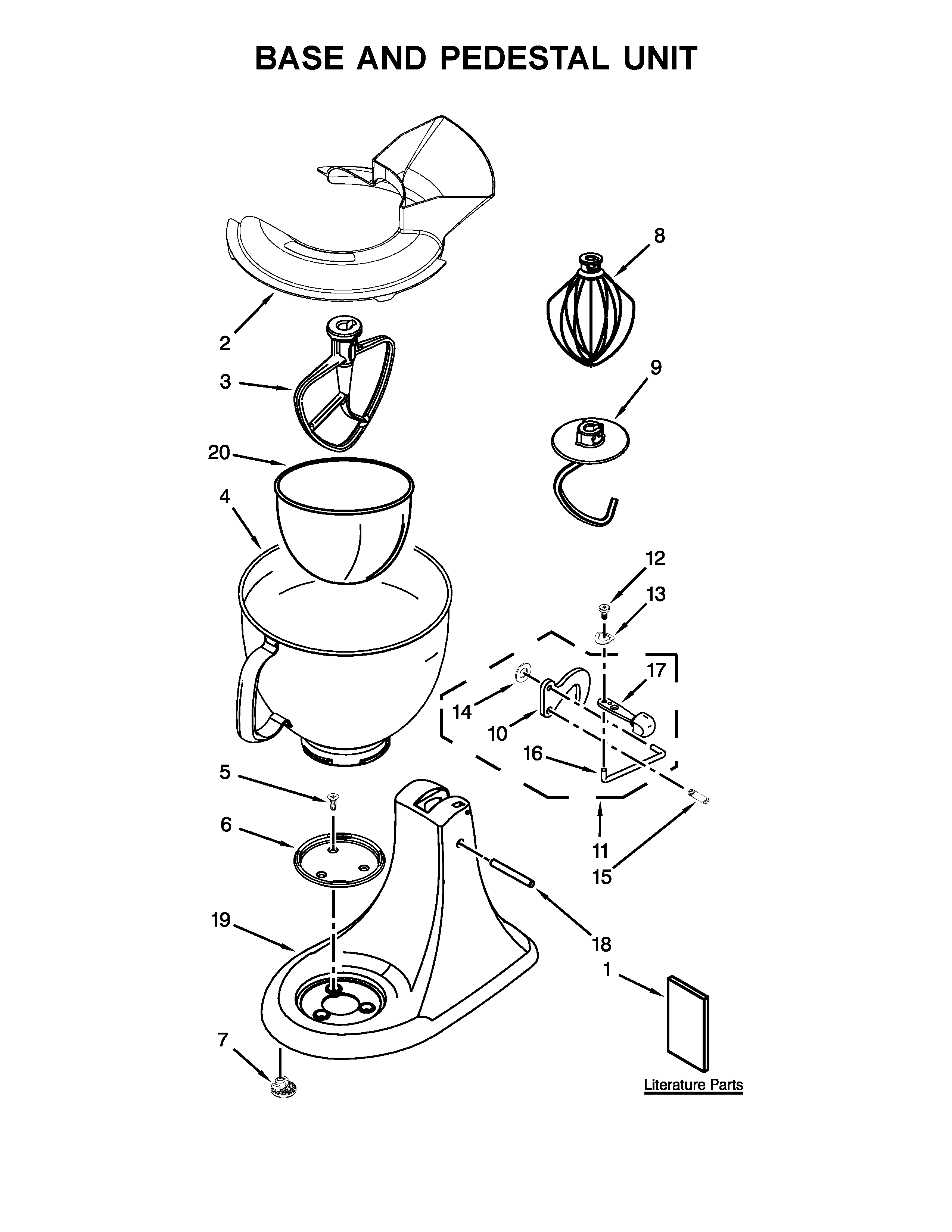KitchenAid 9KSM160FGMC0 base and pedestal unit diagram