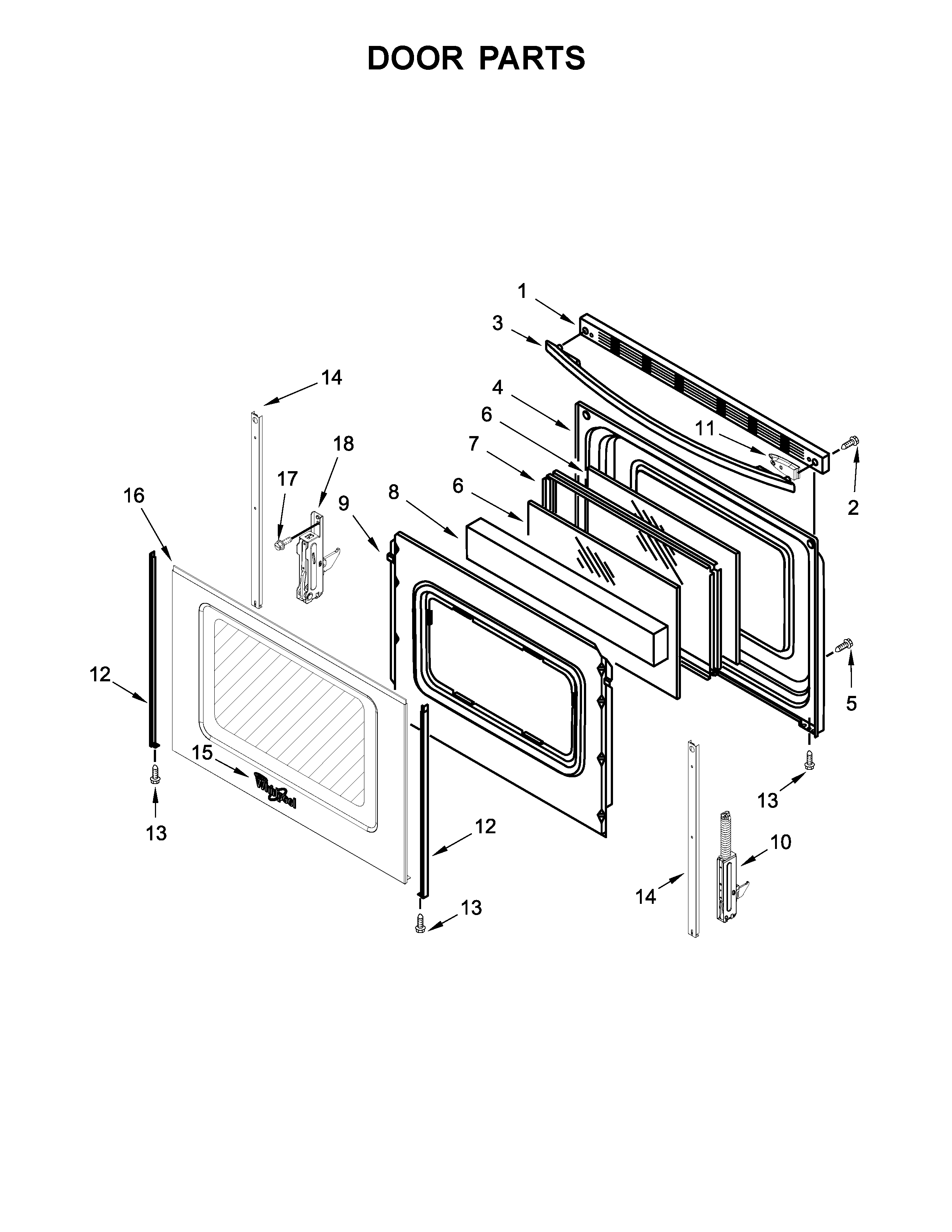 Whirlpool WEG515S0FV2 door parts diagram