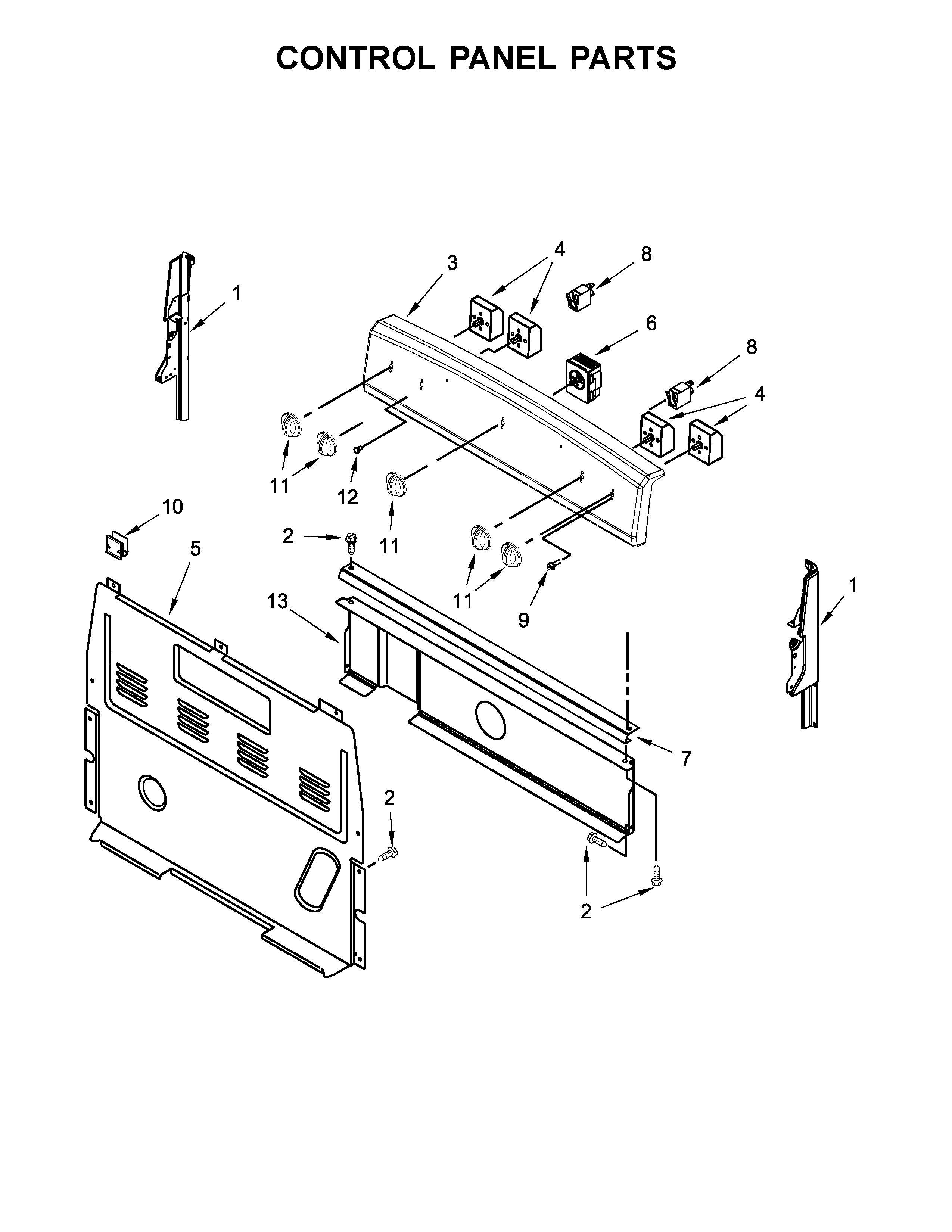 Amana 4KAER5500AW1 control panel parts diagram