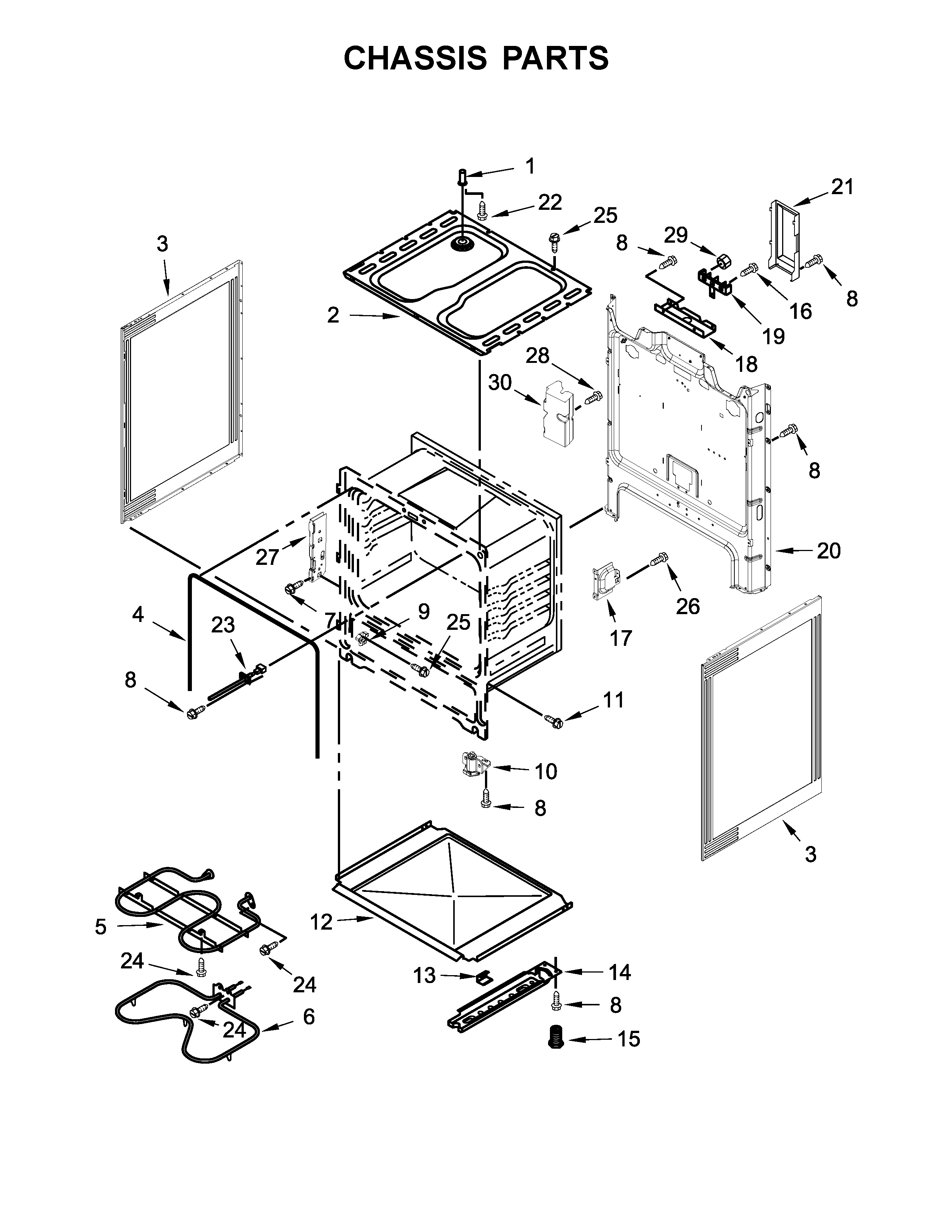 Amana 4KAER5500AW1 chassis parts diagram