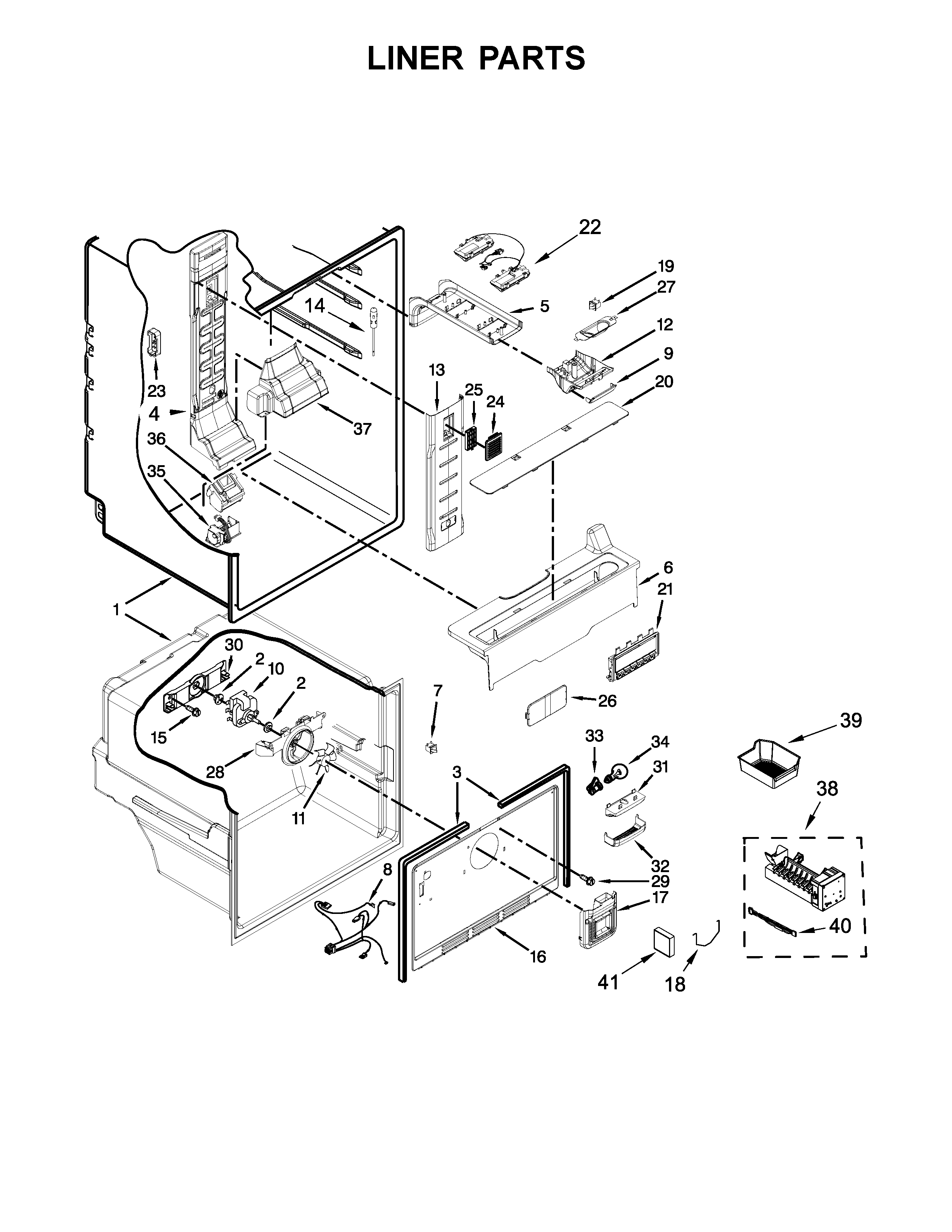 Whirlpool WRFA60SMHN00 liner parts diagram