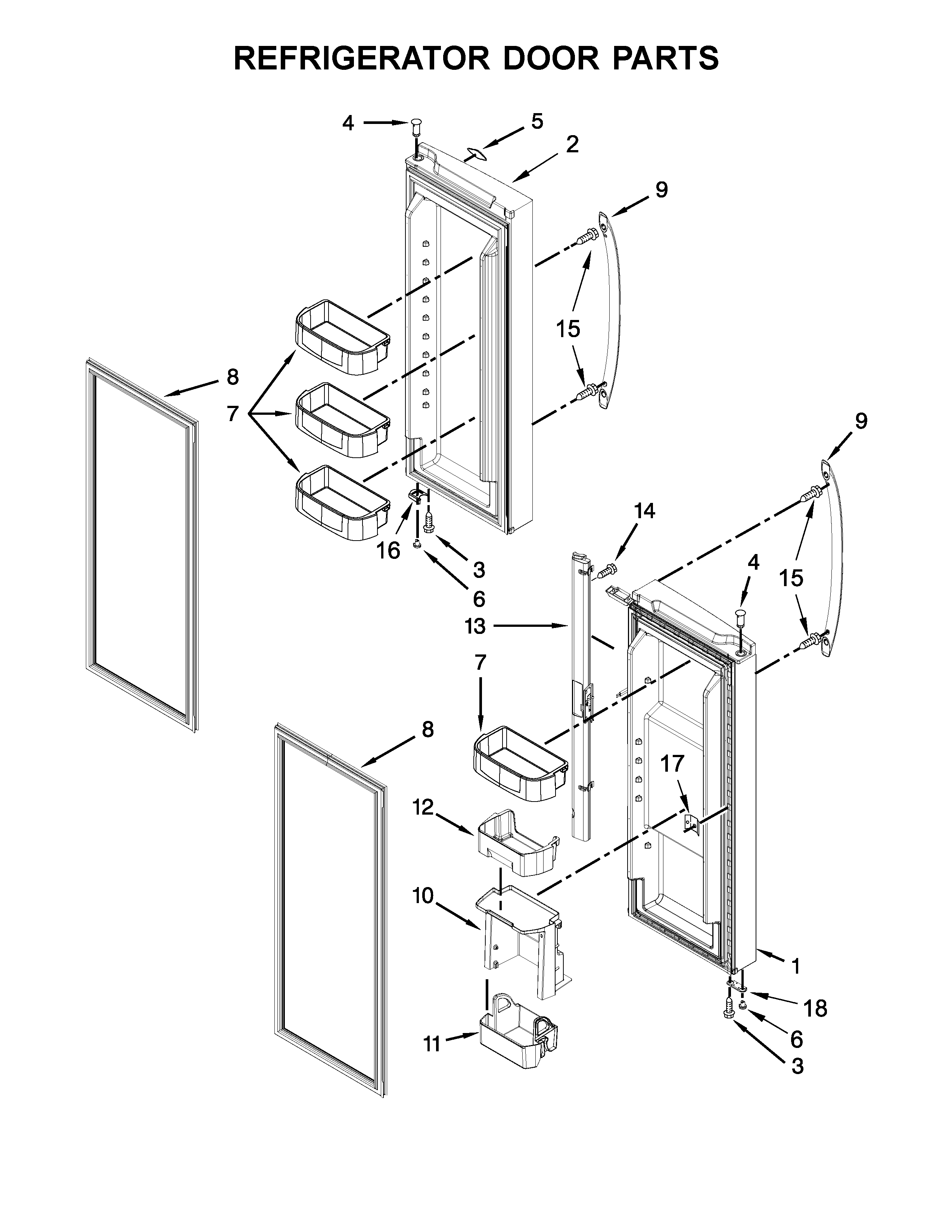 Whirlpool WRFA60SMHN00 refrigerator door parts diagram