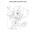 Whirlpool WET4124HW0 dryer cabinet and motor parts diagram