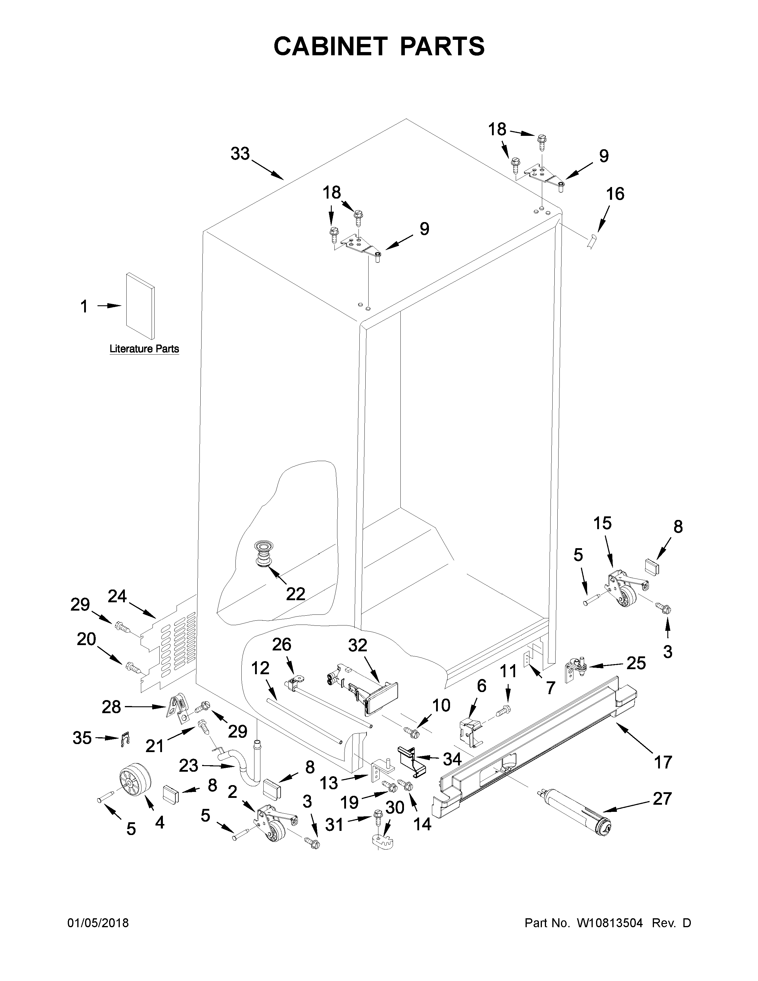 Whirlpool WRS325FDAW04 cabinet parts diagram