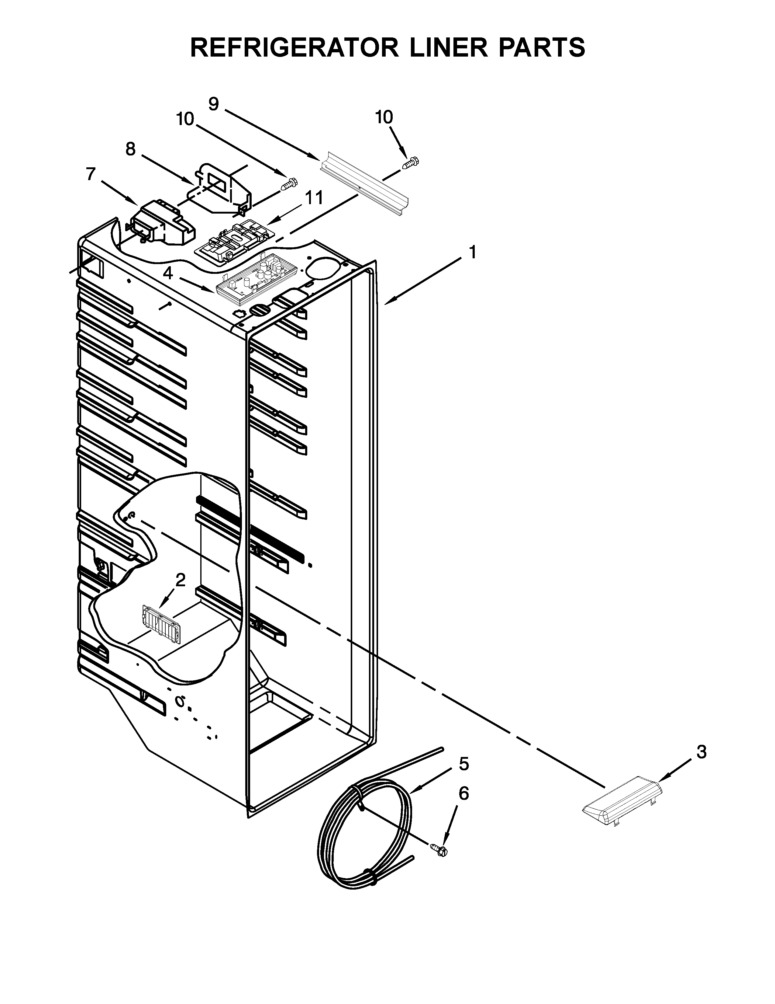 Whirlpool WRS325FDAW04 refrigerator liner parts diagram
