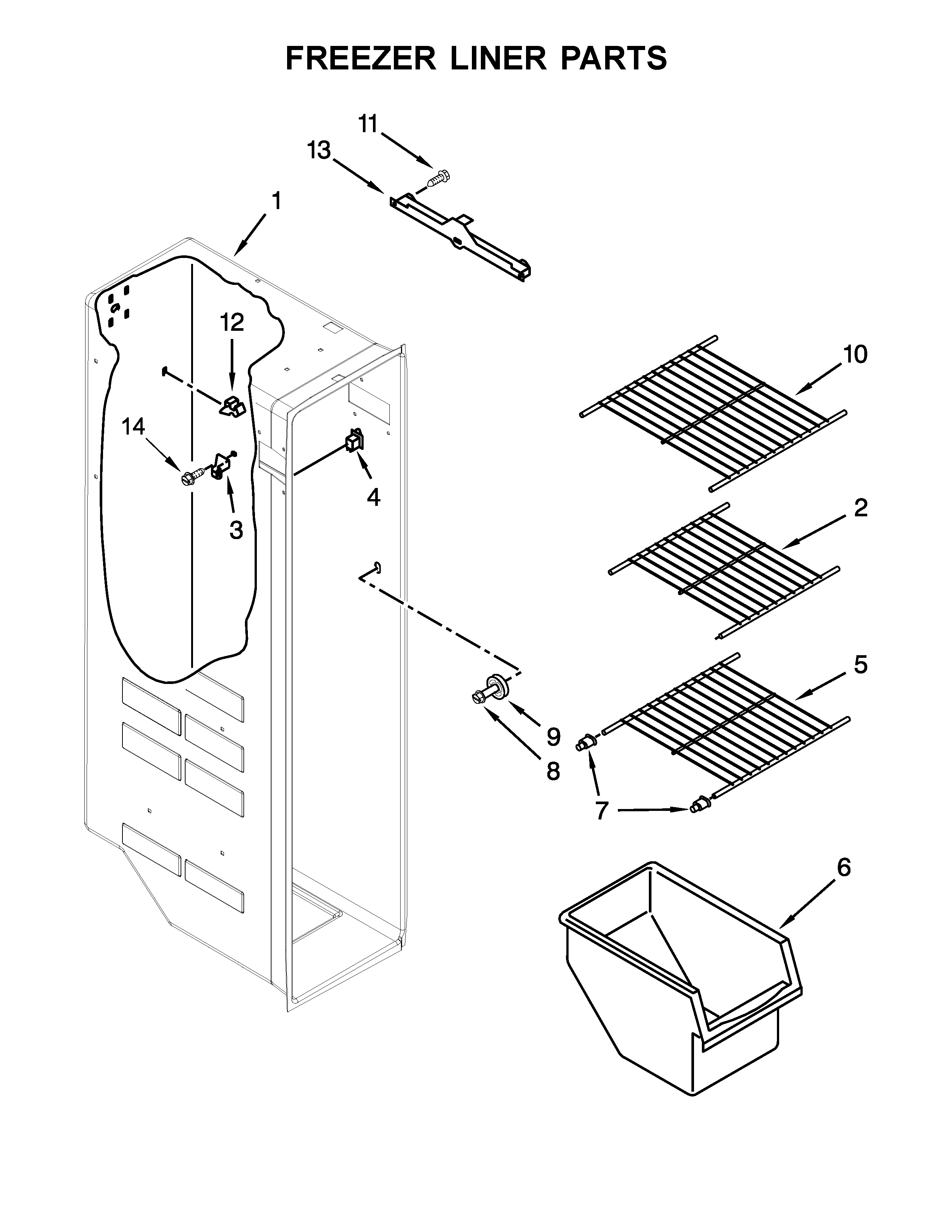 Whirlpool WRS325FDAW04 freezer liner parts diagram